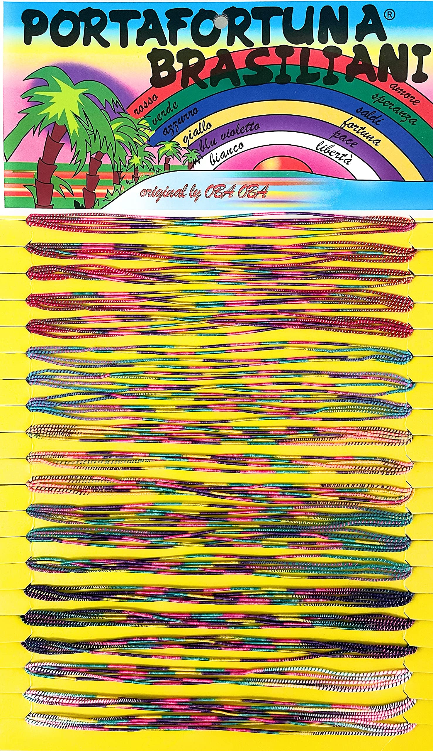 R&F srls Bracciali porta Fortuna BRASILIANI 1 blister da 100 Filini Multicolore Colore cartone casuale