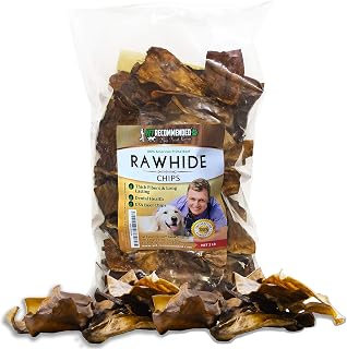 Vet Recommended Premium Beef Rawhide Chips for Dogs (2lb Bag) Thick Fiber and Long Lasting Dog Chew. Made in USA.