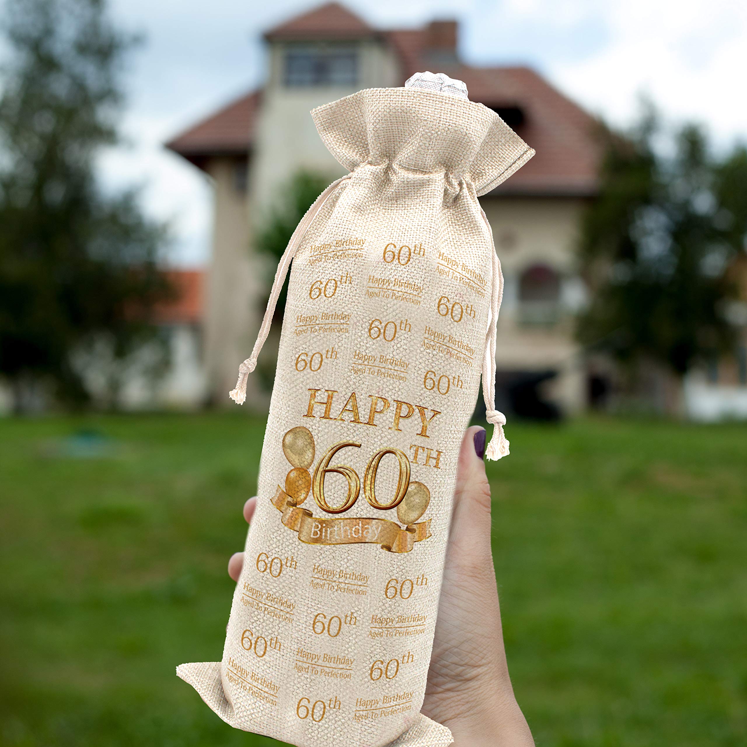 Bolsa De Vino De 60 Cumpleaños, Idea De Regalo De 60 Años