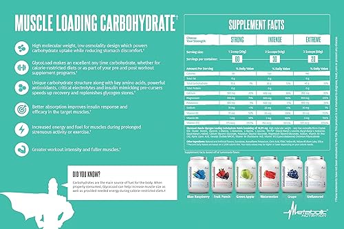 Miniatura 6 de Metabolic Nutrition, Glycoload, 100% micronizado cíclico racimo dextrina carbohidrato en polvo, glucógeno muscular carga de carbohidratos,