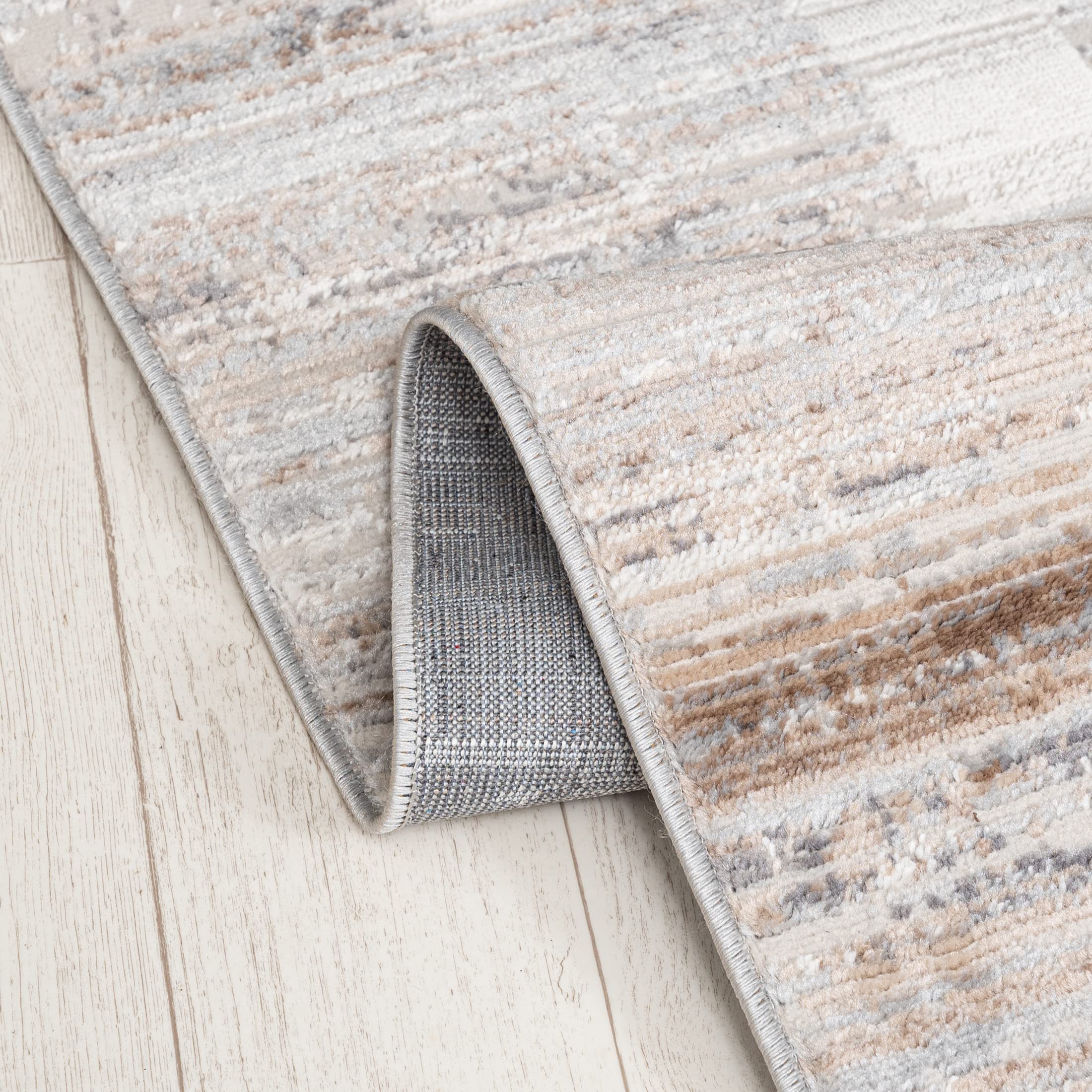 Mazovia Runner Carpet Gang - Moderne Loper Tapijt Bende - Kortpolig Vloerkleed - Keukenloper voor Hal, Slaapkamer, Keuken, Gang - Patroon Abstract - Keuken Loper 70x250 cm - Grijs Beige