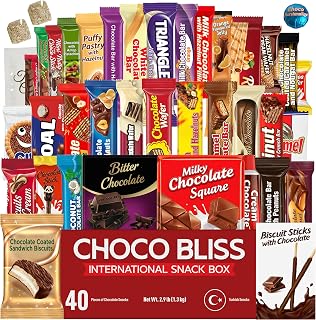 Eastanbul International Snack Box, 40 Chocolate Assortment Bars, Turkish Exotic Snacks, Foreign Exotic Candy, Assorted Chocolate for Adults and for Kids, Gift for Holidays & Birthdays