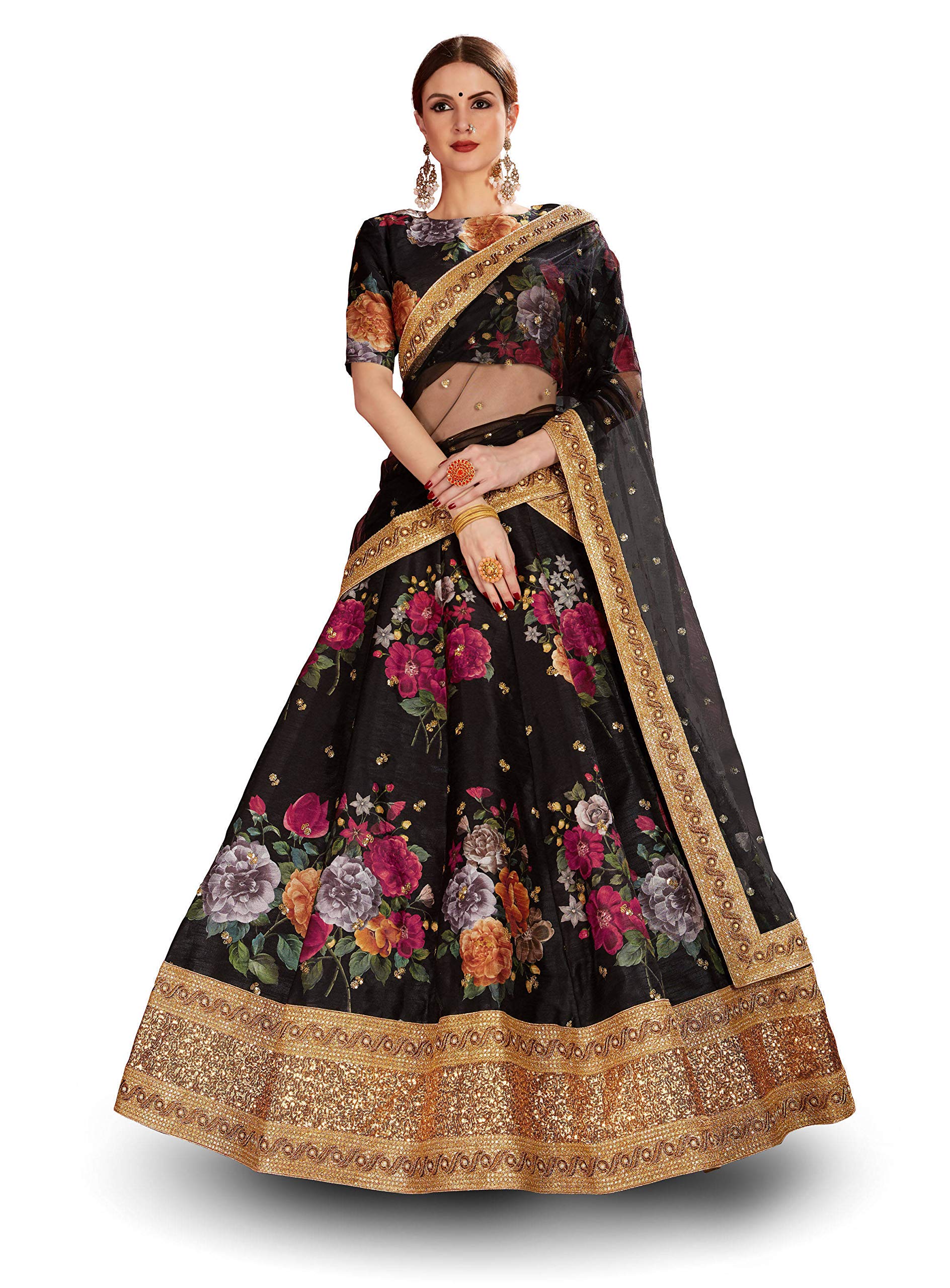 zeel clothing Women Silk Semi-Stitched Lehenga Choli Set (7019-Wedding-Floral-Bridal-Women-Lehenga)-picture-41
