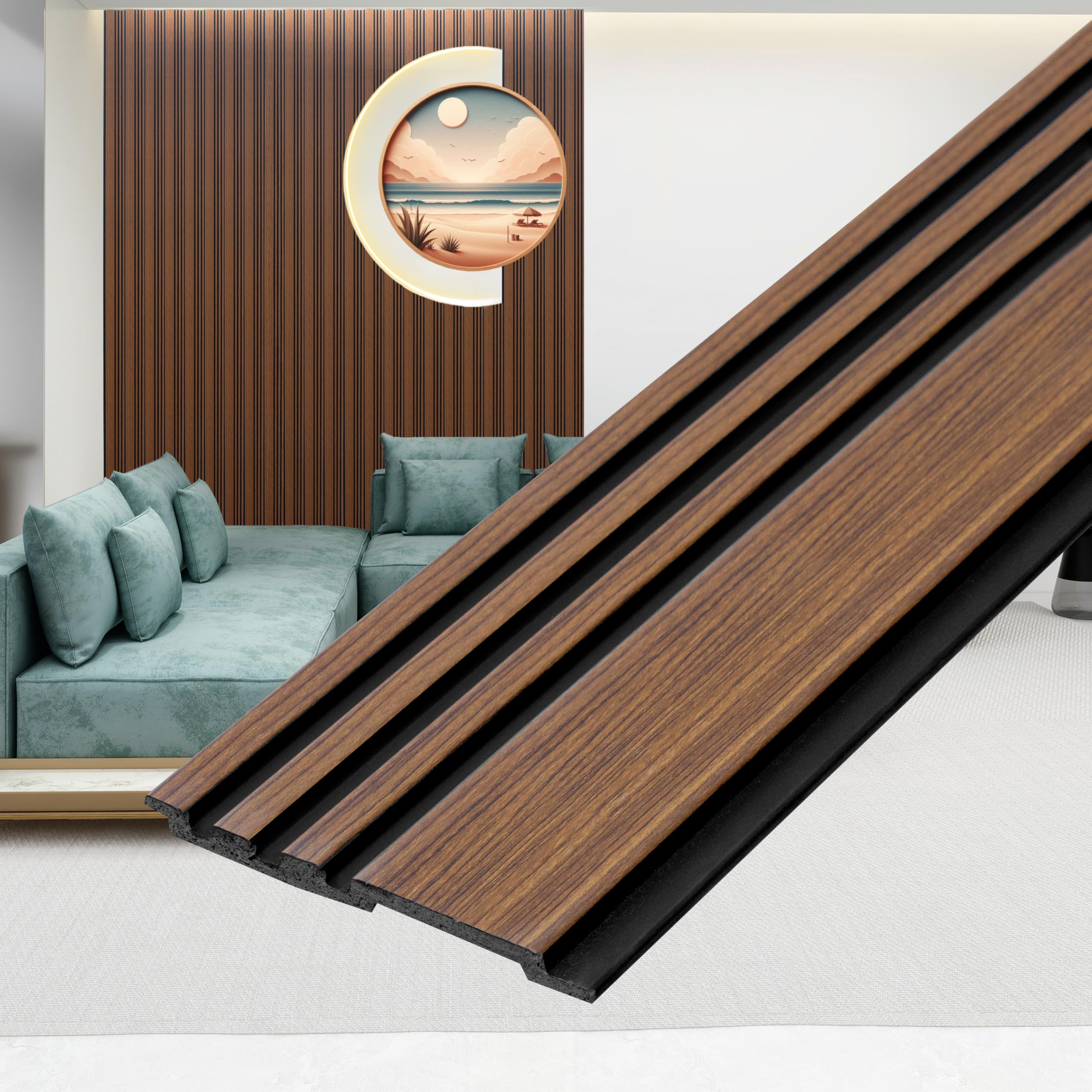Plantex Wall Panels/Wooden Louvers Panel for Wall 8 Feet/Charcoal Panel for Interior Wall Décor/3D Wall Panel - Pack of 5 Covers - 16 Sq. Ft, Size-5 Inch x 8 Feet (Wooden - Modern Strip) discount deal