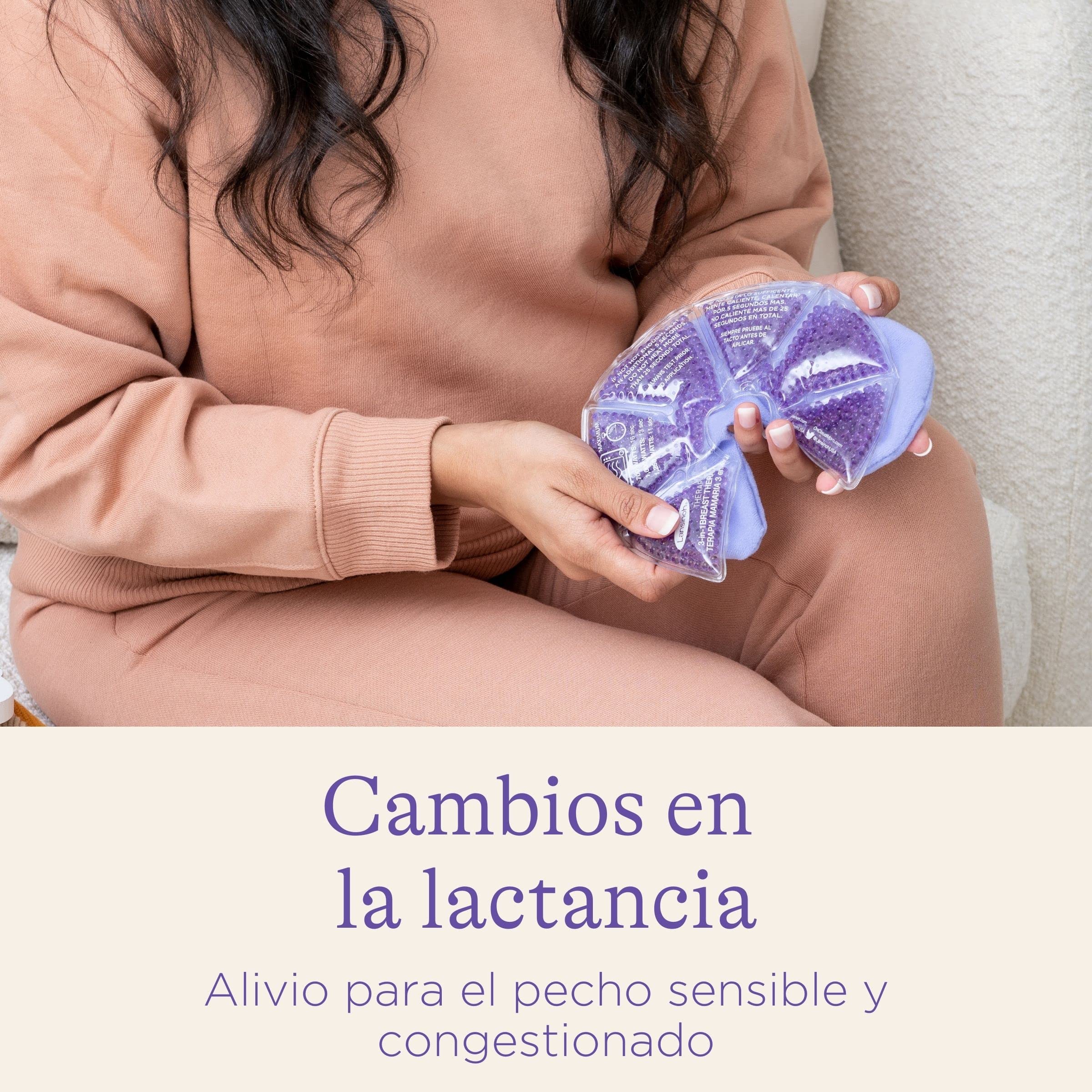 Lansinoh Terapia de Frío/Calor para el Pecho, TheraPearl 3 en 1. Para la mastitis, pechos congestionados y ayuda a la estimulación de la salida de la leche materna. 2 unidades con funda lavable