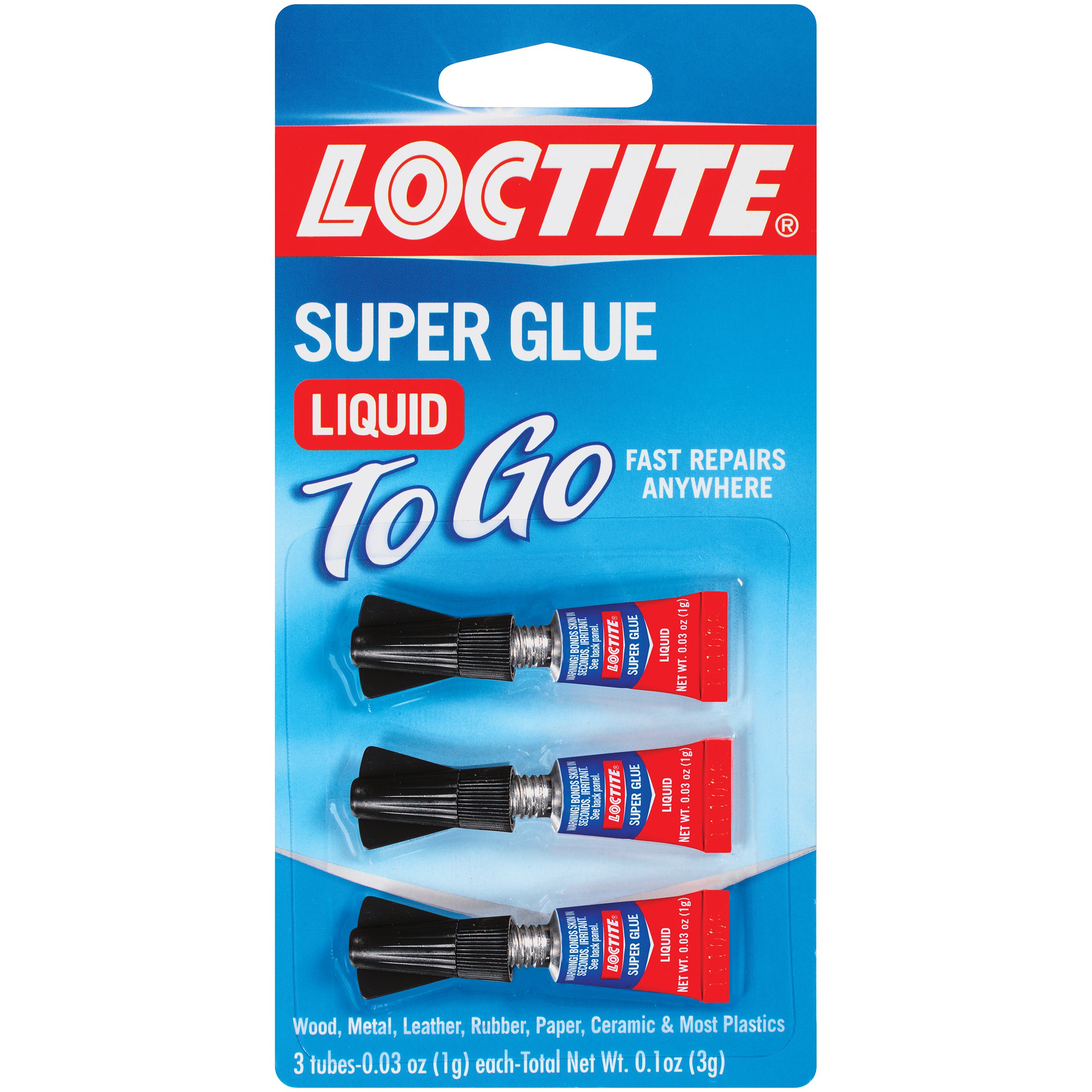 Loctite Super Glue Liquid to Go, 3-0.03 Ounce Squeeze Tubes, Clear, 6 Pack (1734231-6)
