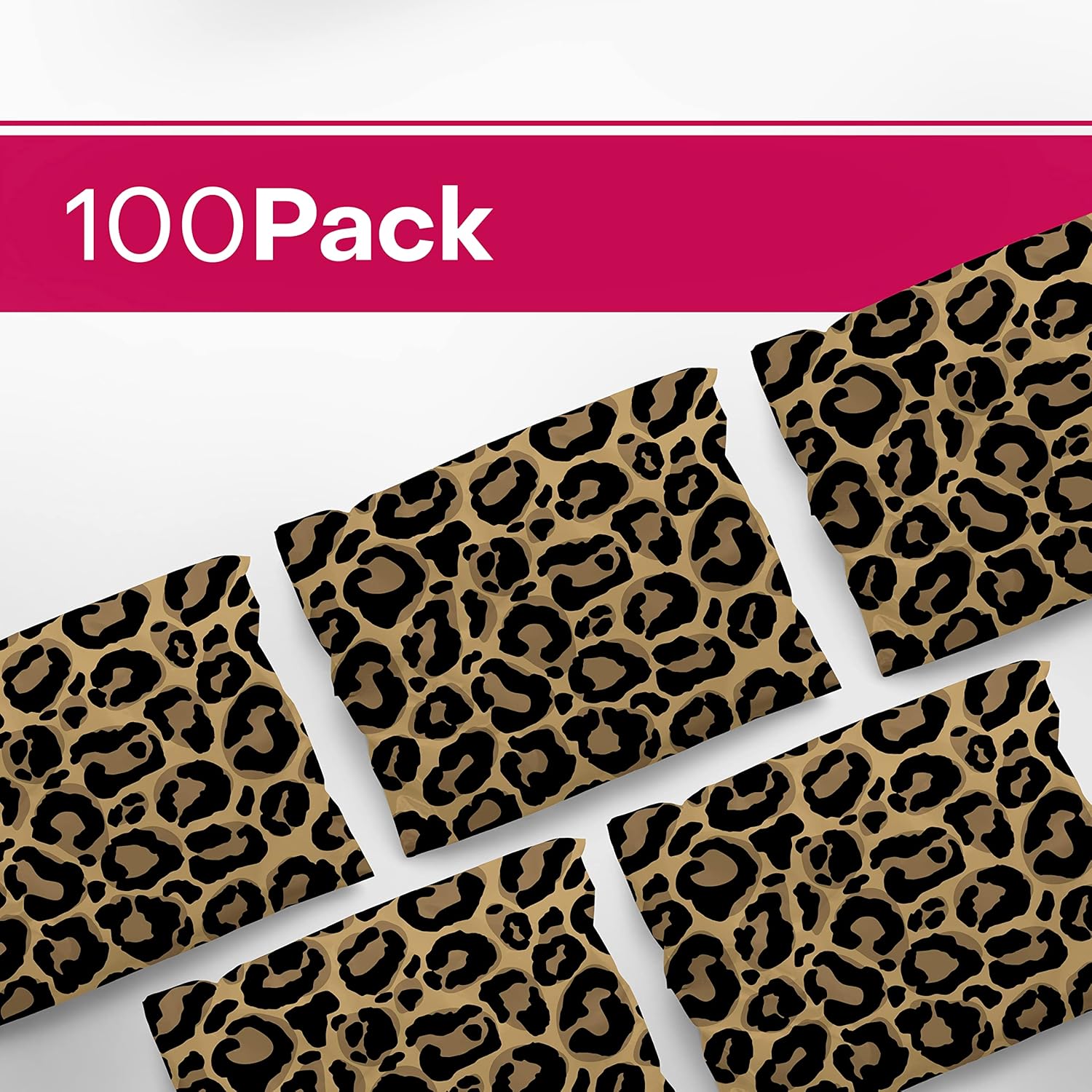 Package Mint 14x19 Poly Mailers - 100 Pack Leopard Print Design - Waterproof and Tear-Resistant Poly Mailer Bags with Self-Seal Adhesive - Opaque Mailing Envelopes for Clothing and Soft Goods