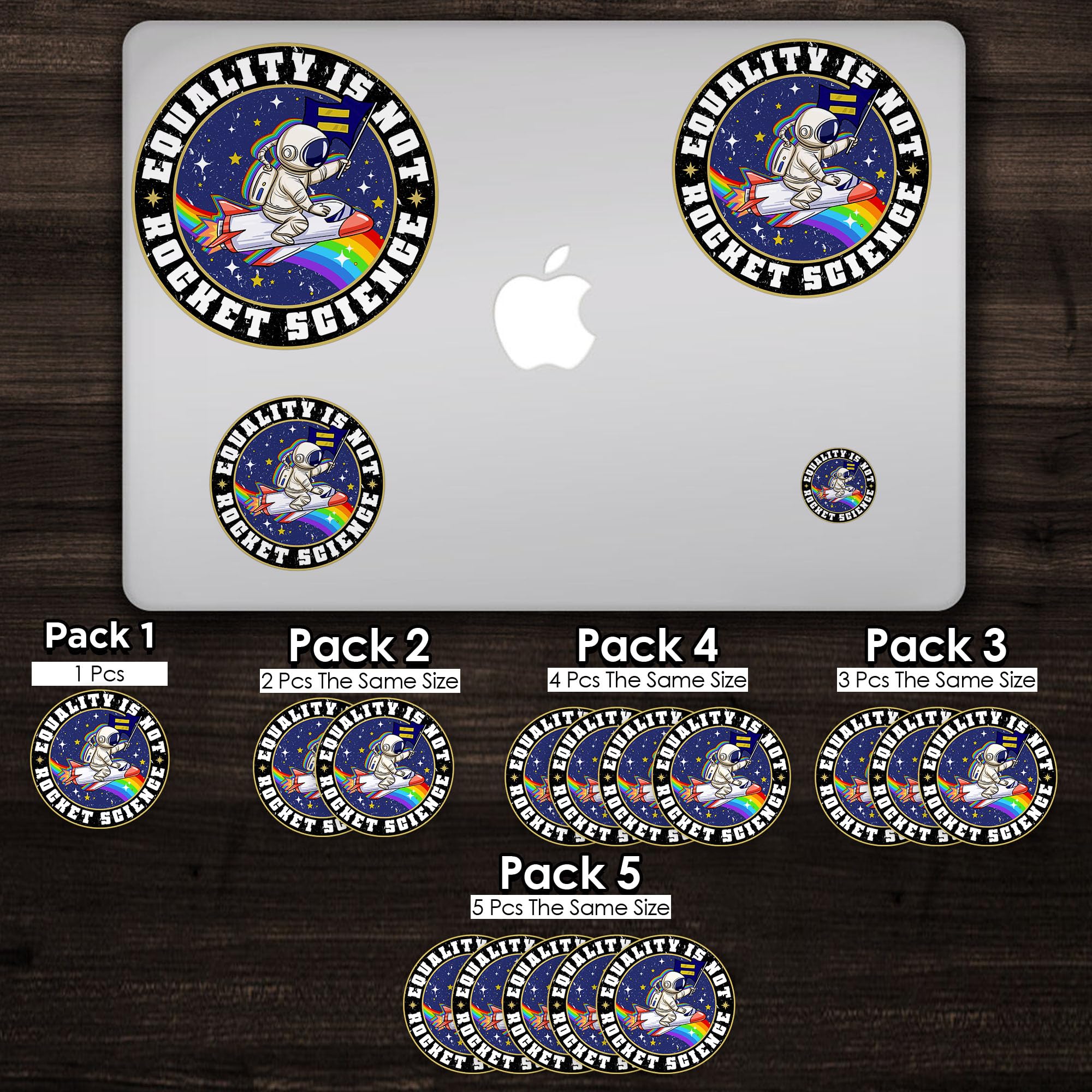 Equality Is Not Rocket Science Stickers - 3 Pack LGBTQ+ Pride Vinyl Decals For Water Bottles, Laptops & Cars
