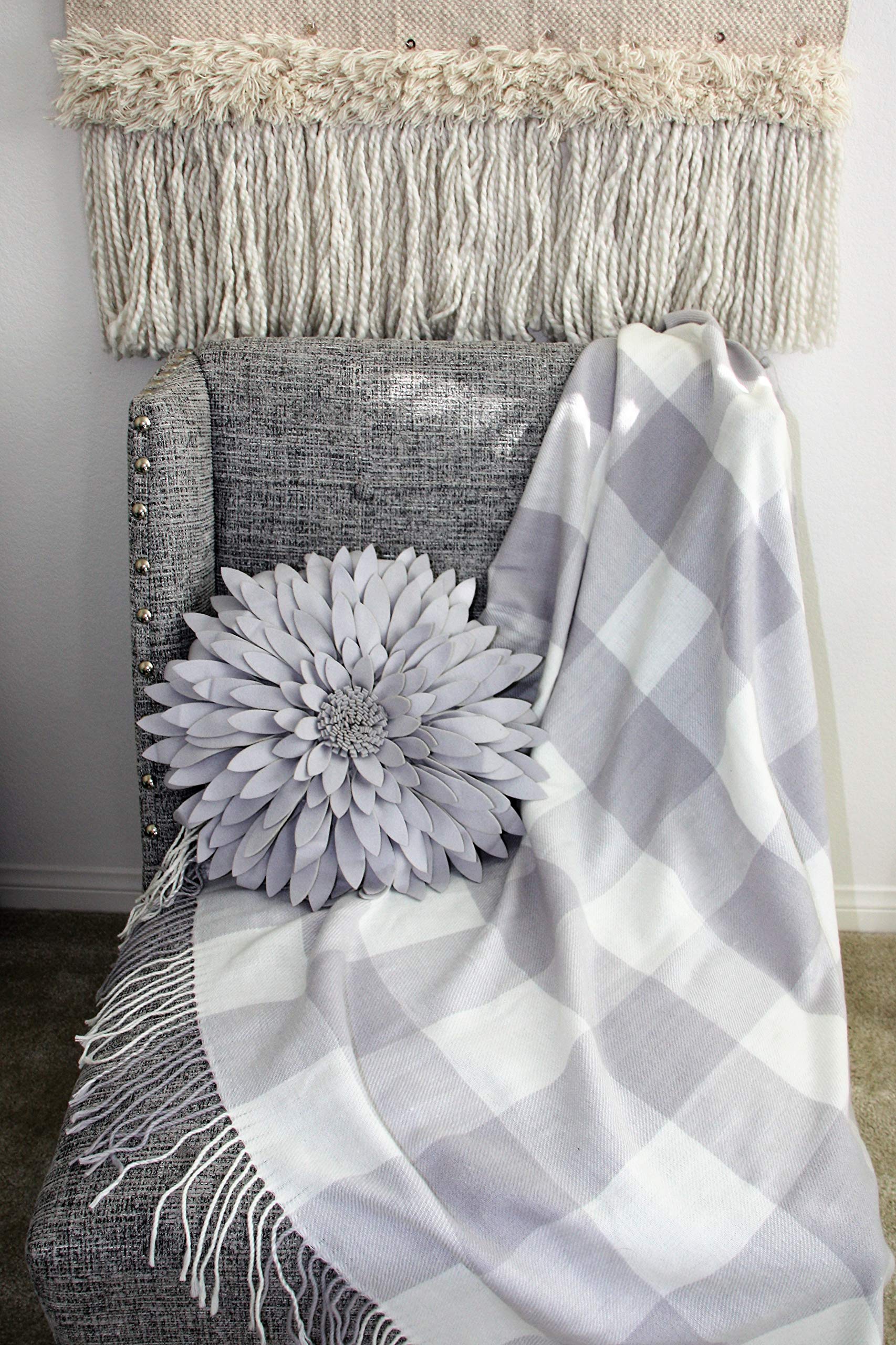 Contempo Lifestyles - Manta de cuadros de búfalo, 127 x 152 cm, manta clásica decorativa, cómoda y ultrasuave, ideal para la sala de estar, el sofá, viajes