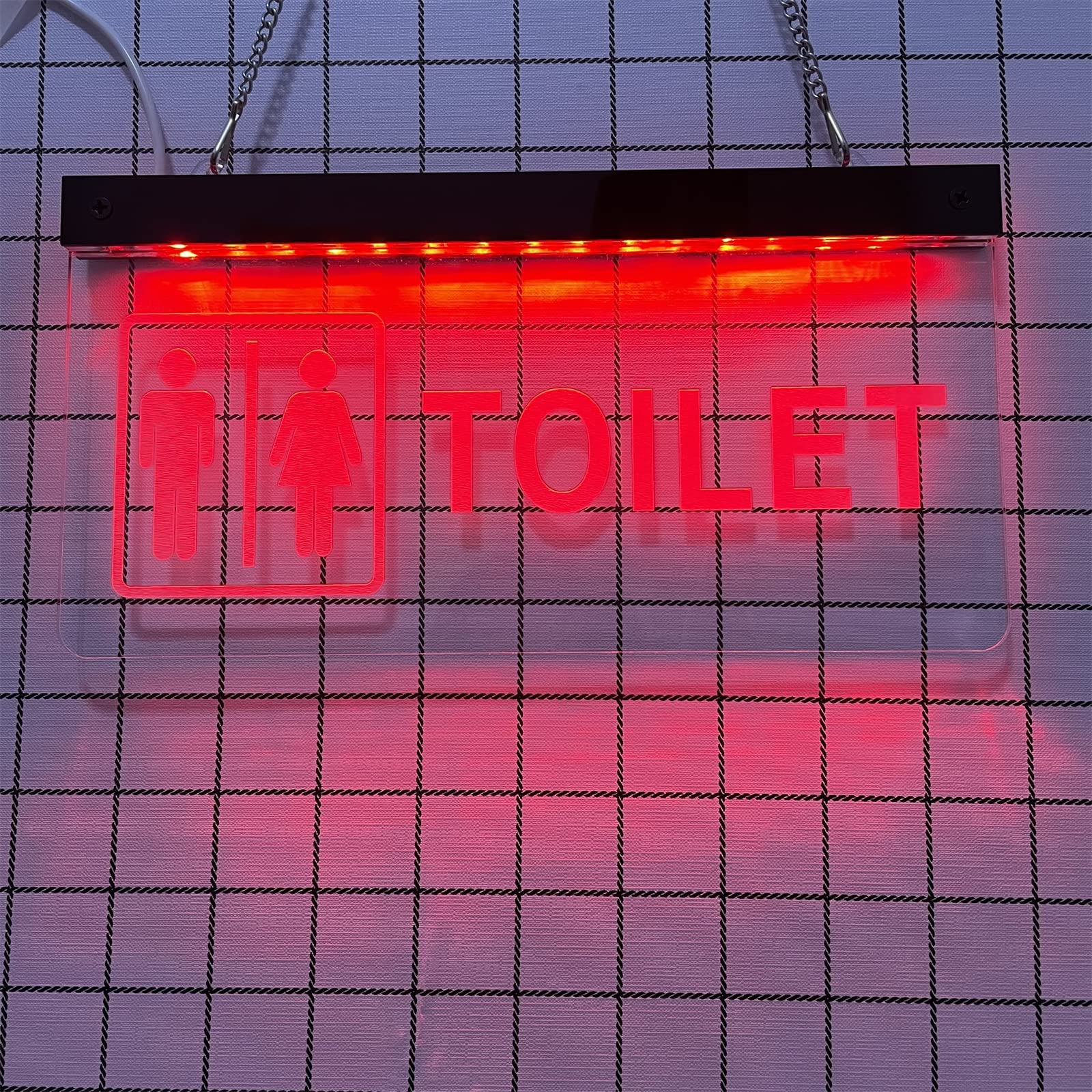 REWIS Enseignes au néon LED pour Toilettes Amusantes, néons à Gravure enfichables personnalisés, pour Bar, Centre Commercial, hôtel, Toilettes, Panneau Lumineux Suspendu au Mur,Rouge,40x20cm
