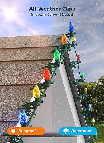 Miniatura 6 de C7 C9 - Clips de resorte para luces navideñas, 50 unidades de luces navideñas, clips de resorte rápido, clips de tejas y canaletas inastillables