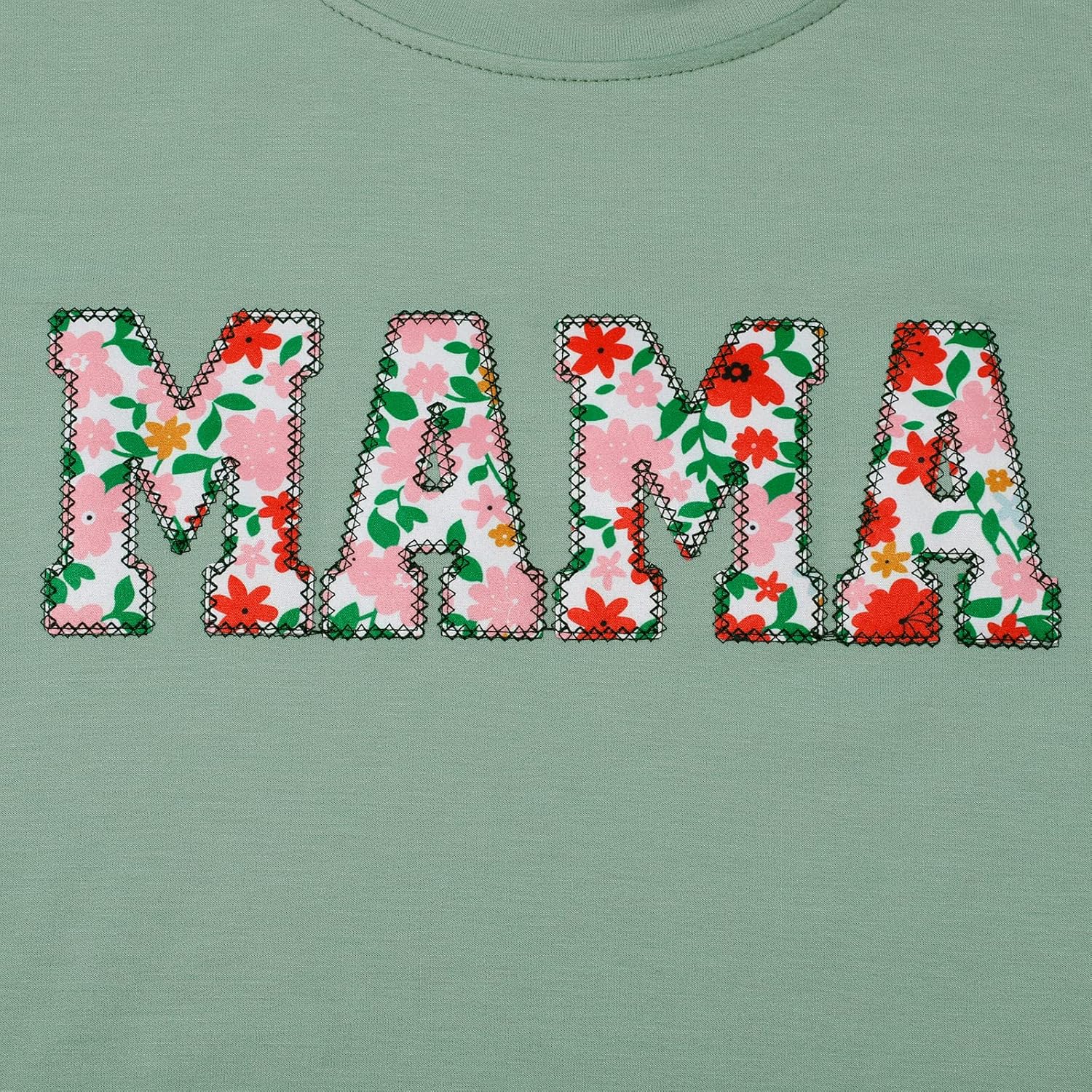 BANGELY Mama Floral Sweatshirt Women Funny Embroidered Retro Mama Letter Pullover Gift For Mom Long Sleeve Shirt - Image 5