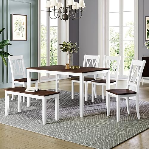 Miniatura 16 de Harper & Bright Designs Juego de mesa de comedor de madera de 5 piezas para 4, juego de muebles de cocina con 4 sillas de comedor con respaldo alto