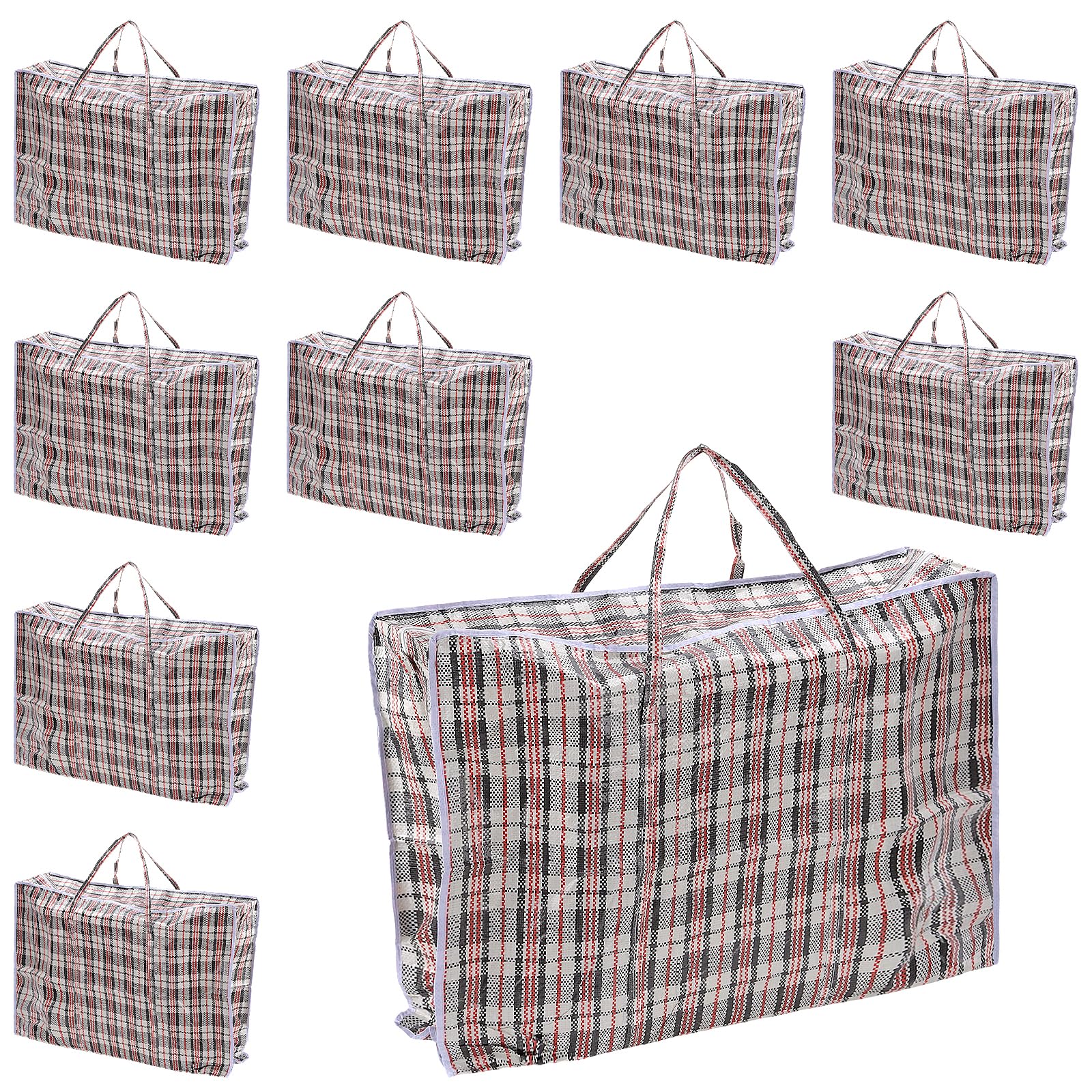 Sac de rangement en polypropylène renforcé lot de 10 grands sacs de transport XXL résistants