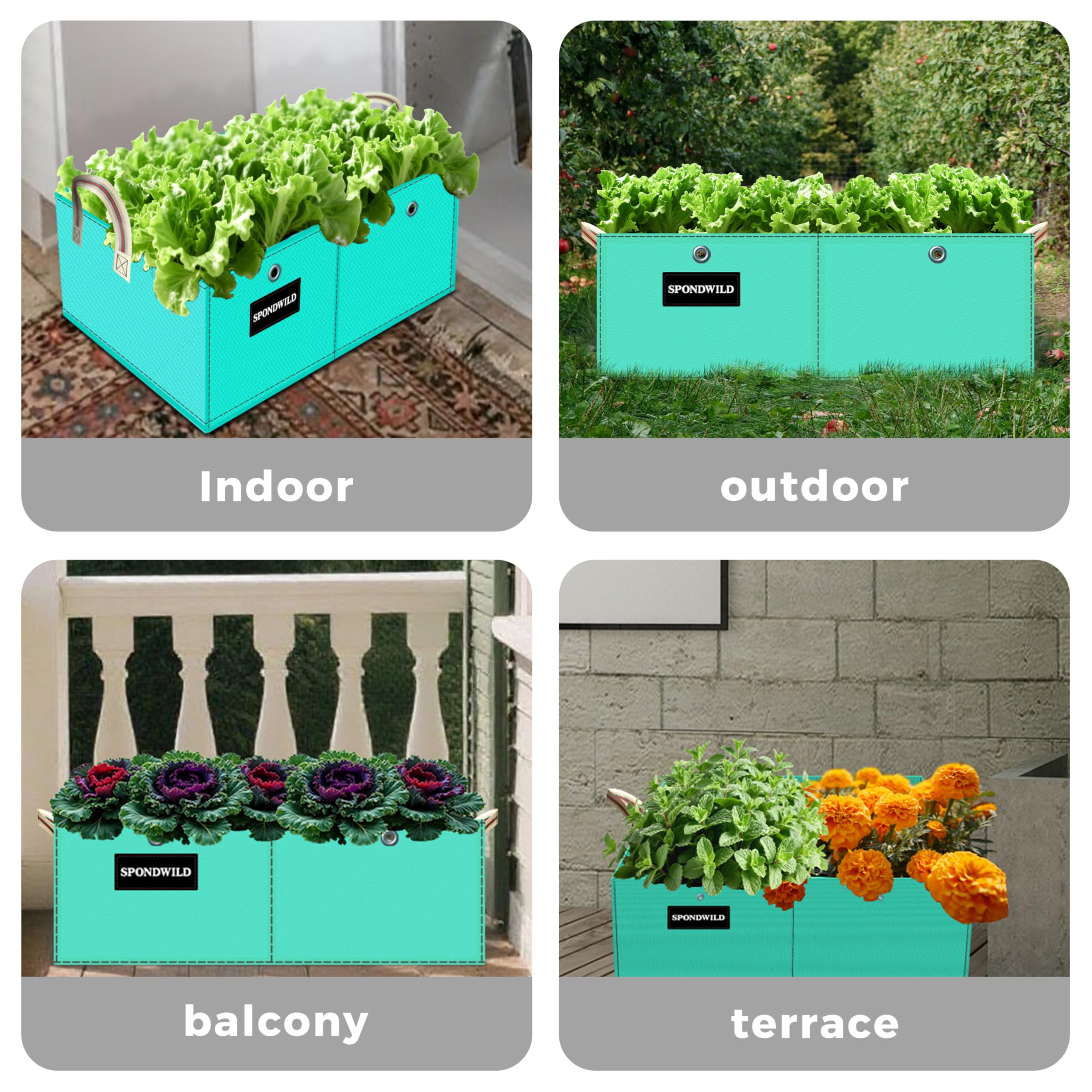 Sac de Culture rectangulaire 511 L, 183×91×30 cm, 8 Compartiments, pour tomates, Pommes de Terre, Fleurs, Vert