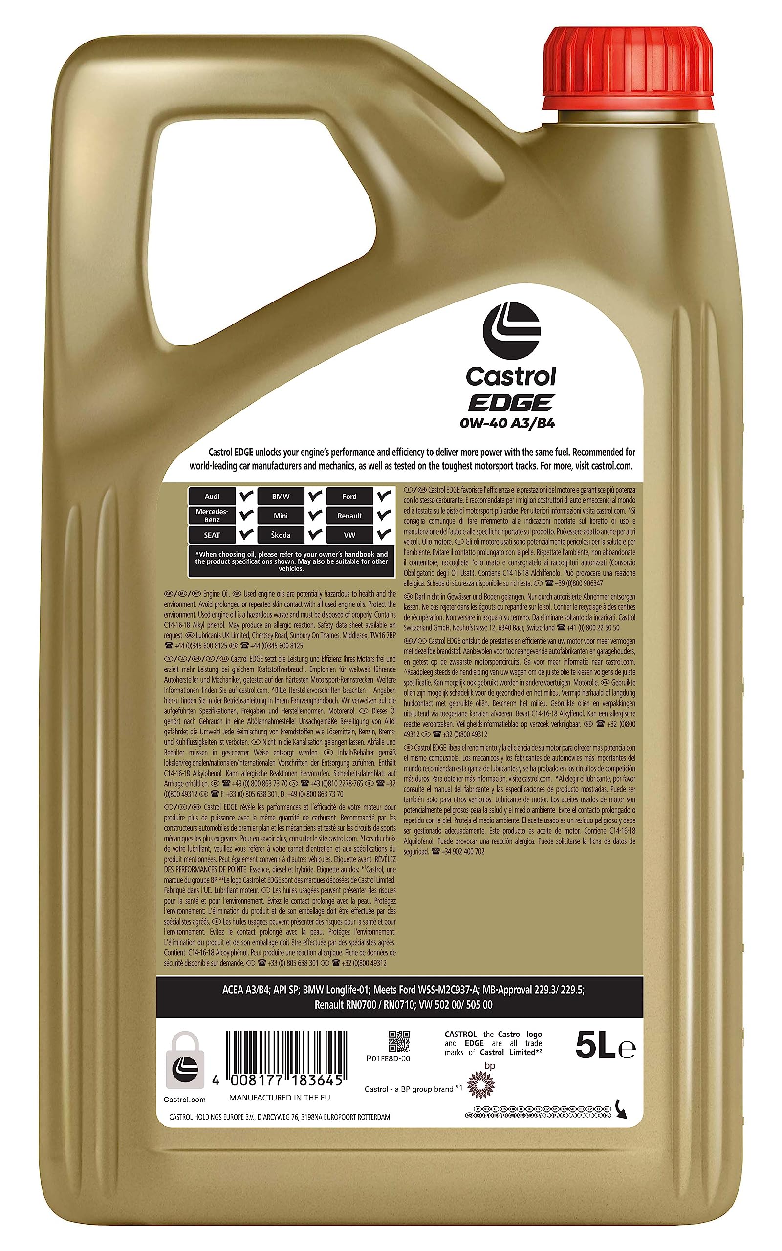 Castrol EDGE 0W-40 A3/B4 Motoröl, 5L