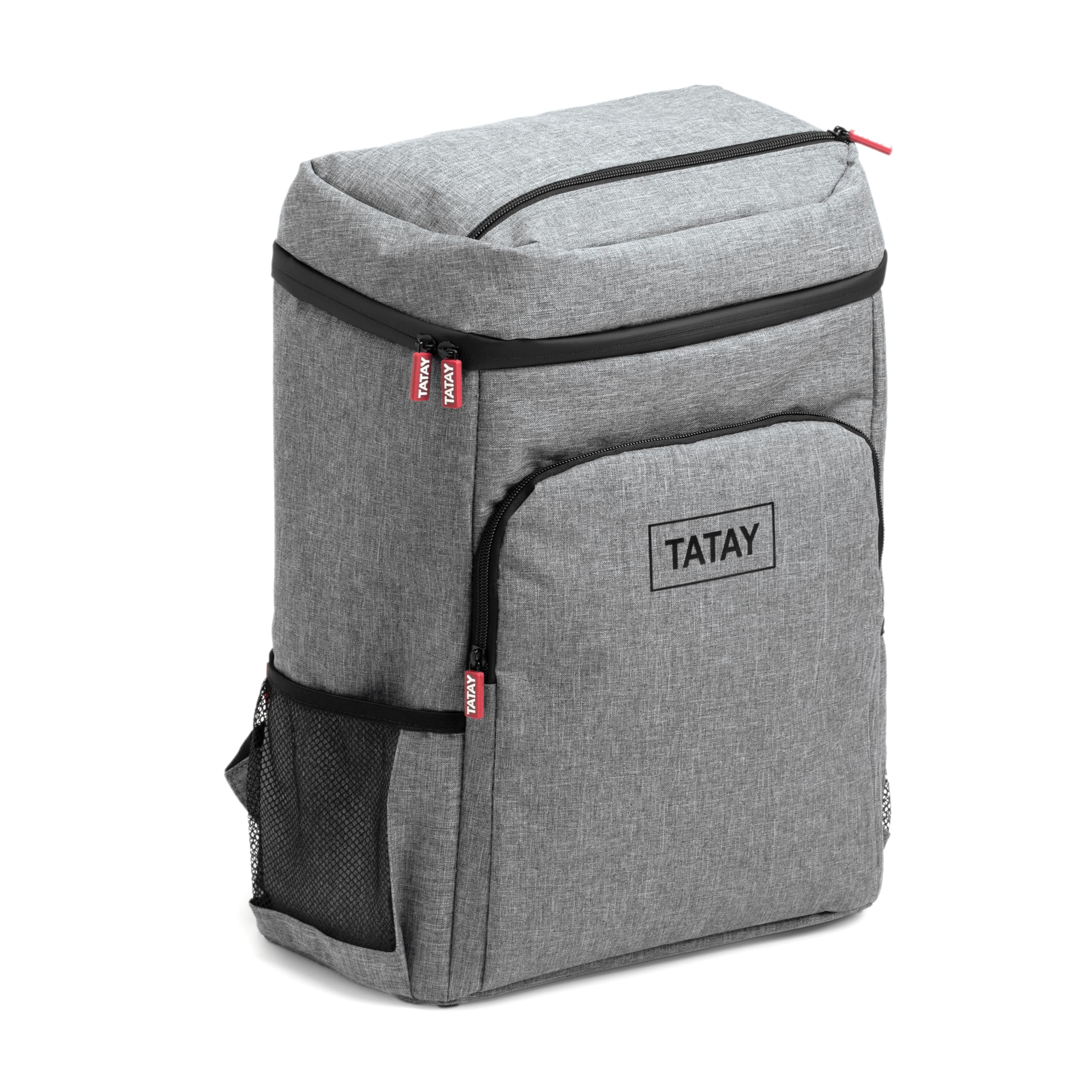 TATAY Kühltasche Isothermisch 25L | Auslaufsicher | Gepolsterter Gurt & Rücken | Hält Kälte bis 12h | Isoliertasche mit Reißverschluss | 6 Fächer | 31x19x35cm – Denim Grau