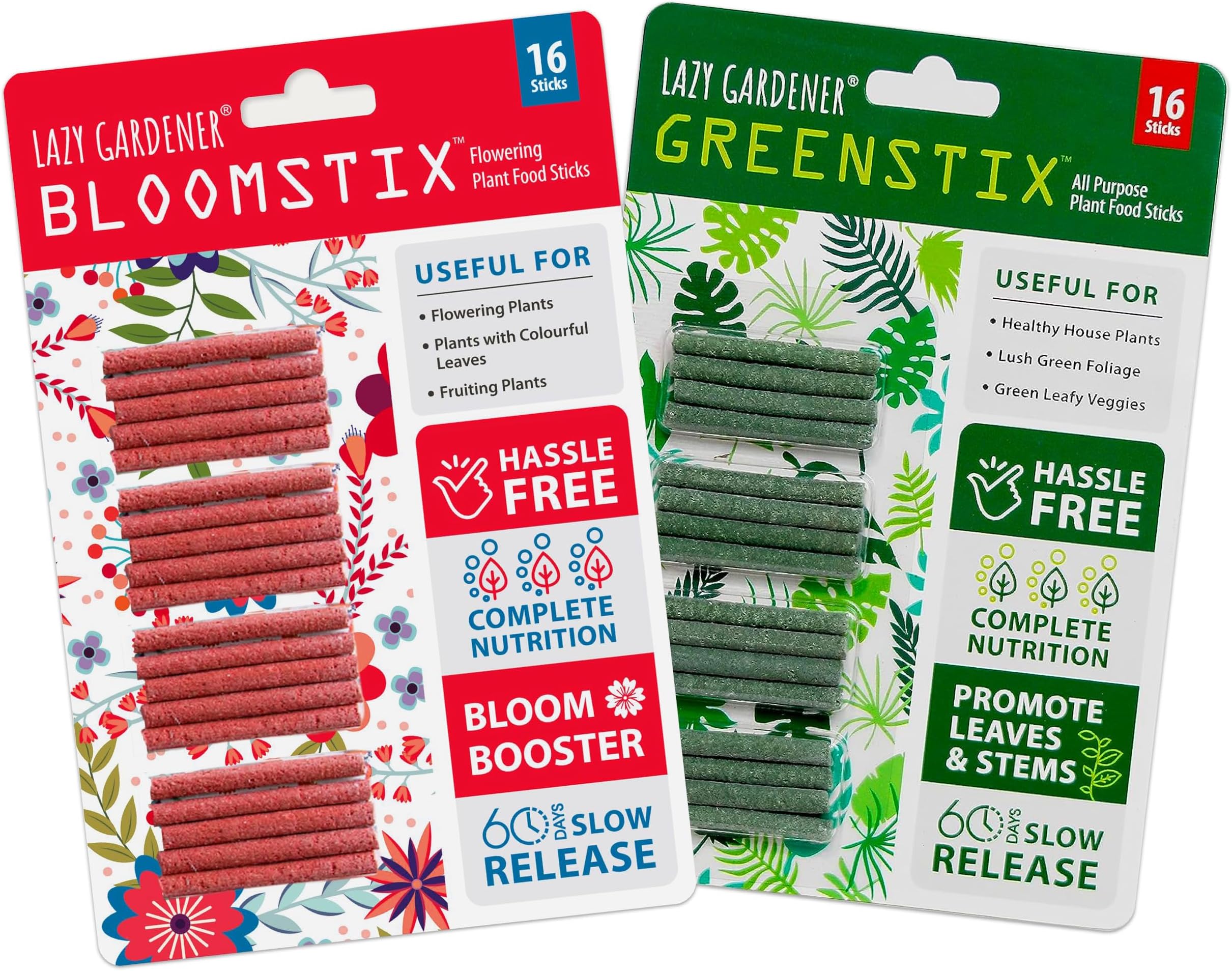 - GreenStix & BloomStix Organic Fertilizer Combo | Plant Food Sticks for Home Garden Pot Plants & Flowering Plants | 32 Sticks (16 Greenstix + 16 Bloomstix)