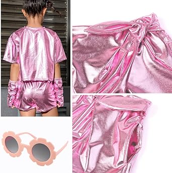 Perfashion ガールズメタリックスコート キラキラショーツ サングラス付き ダンシングスカート 4-13歳