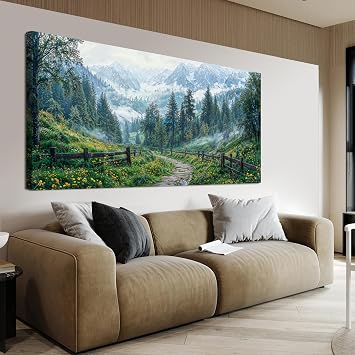 Canvas Wall Art Decor Canvas Art Wall Decor Nature Landscape Wall Art Decorations Wall Art Pictures for Living Room Artwork for Walls Modern Green Forest Wall Art Prints Bedroom Office Decor 20"X40"