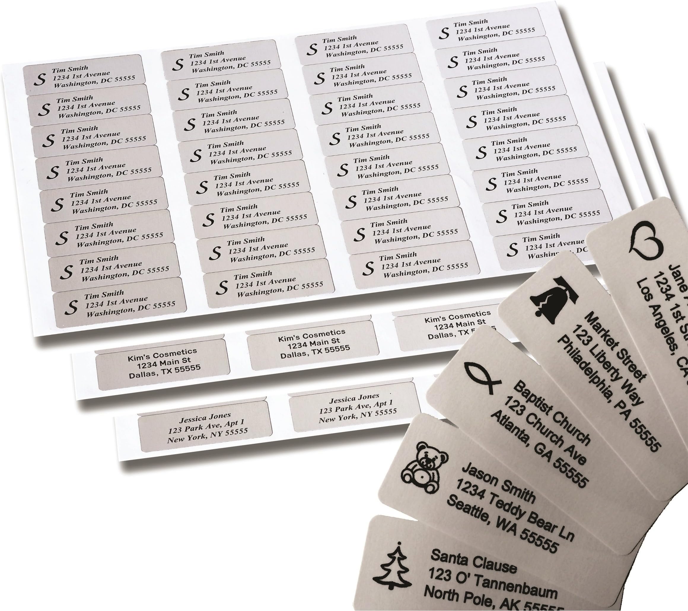 Return Address Labels - 500 Personalized Labels on Sheets (Silver)