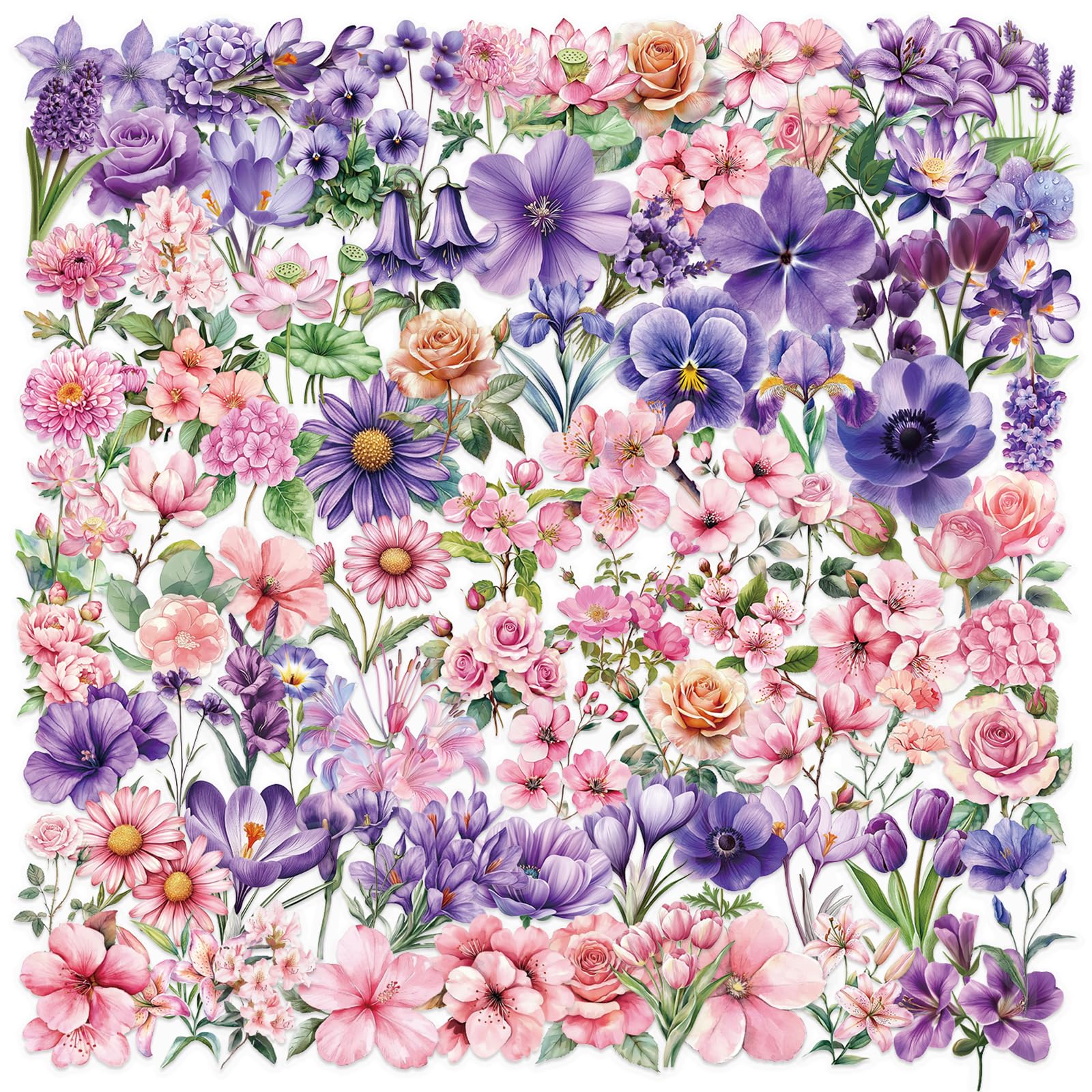 100PCS Victorian Transparent Stickers Pack,Aesthetic Retro Victorian Women Decor for Laptop Gifts for Kids Teens Adults Waterproof Vinyl PET Vintage Stickers for Scrapbook Phone Bike Party Favors: 100PCS Cute Flower Transparent Stickers Pack,Aesthetic Pink and Purple Flower Decor for Laptop Gifts for Kids Teens Adults Waterproof Vinyl PET Nature Stickers for Notebook Phone Bike Party Favors