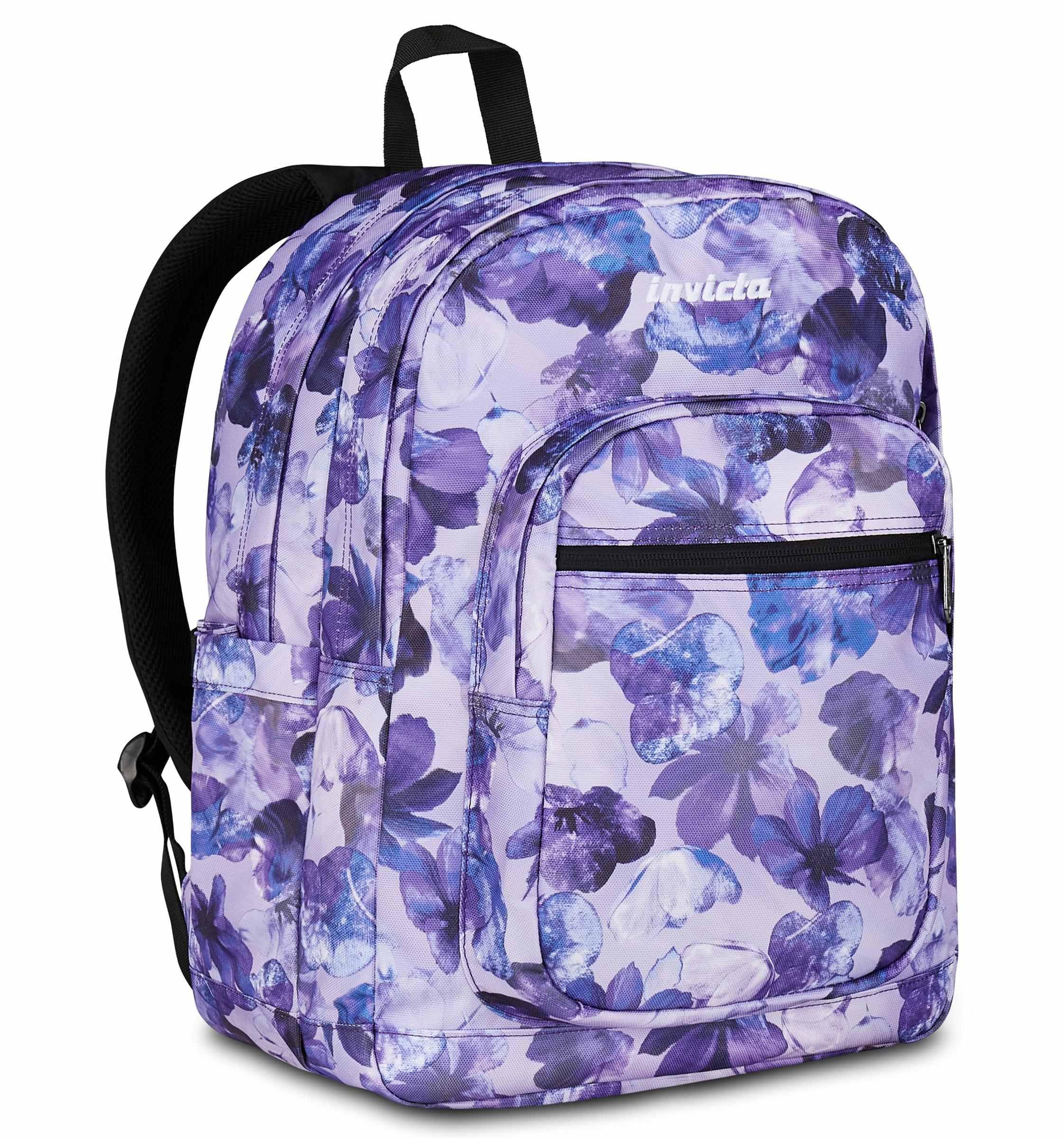 Invicta Zaino Scuola Jelek, Viola, Doppio Scomparto Con Tasca per PC e Tasca per Borraccia, 34 lt, Scuola Media e Superiore, Zaino Ragazza