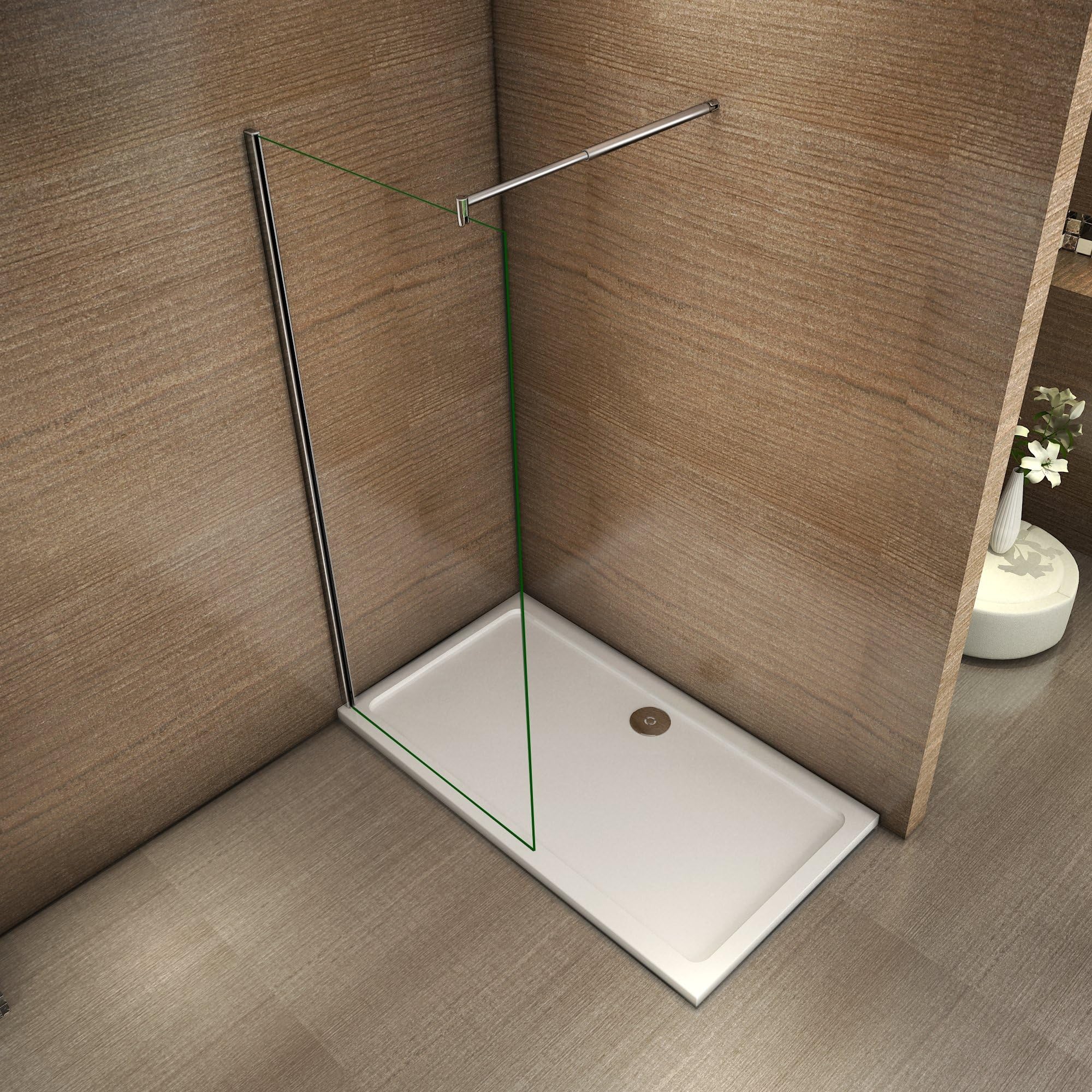 Perfect 1200mmx2000mm Walkin Shower Screen Panel Wetroom Shower Enclosure 8mm Easy Clean Glass with Support Bar