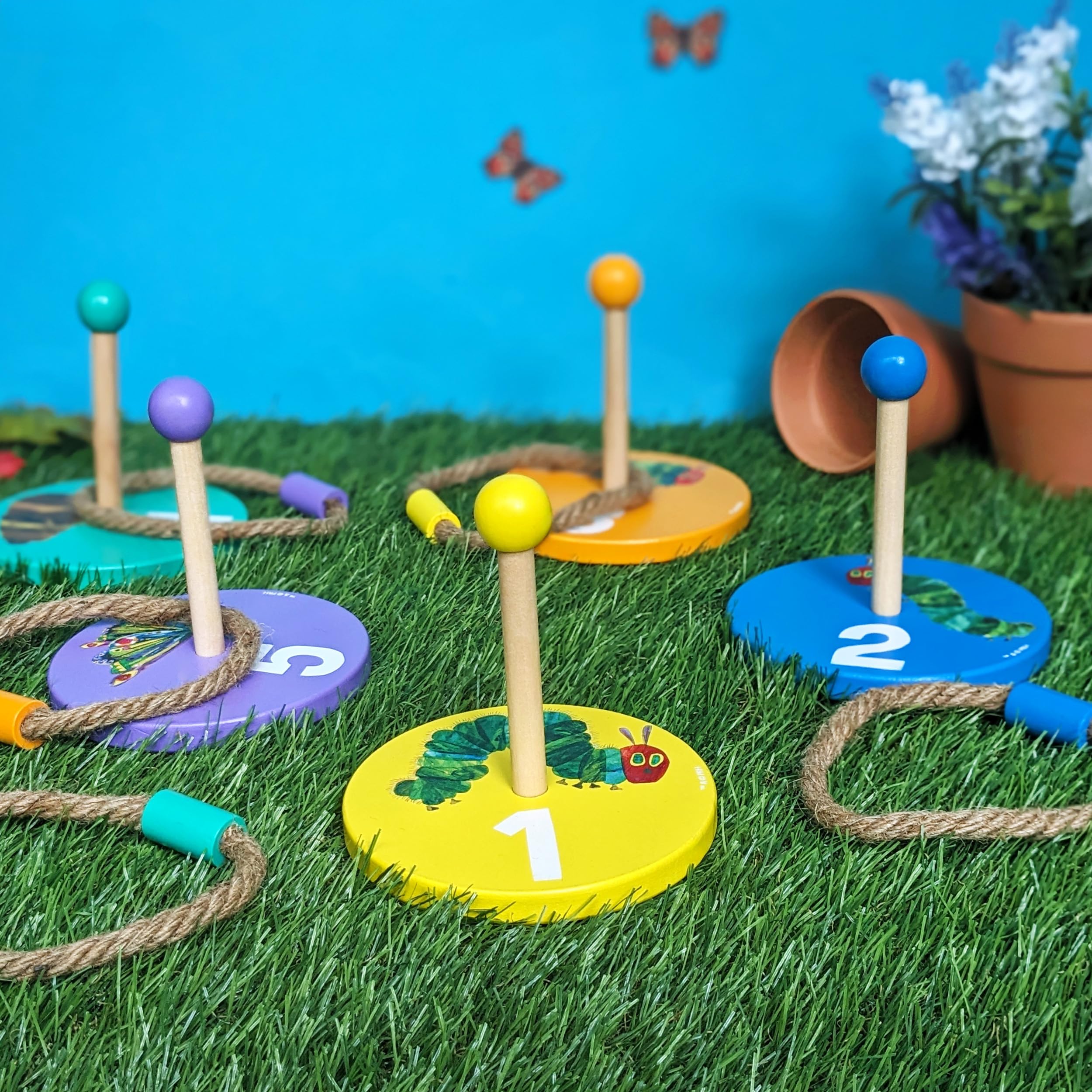Children's Wooden Ring Toss Set - The Very Hungry Caterpillar Design - Fun For All The Family, Multi-coloured - Image 3