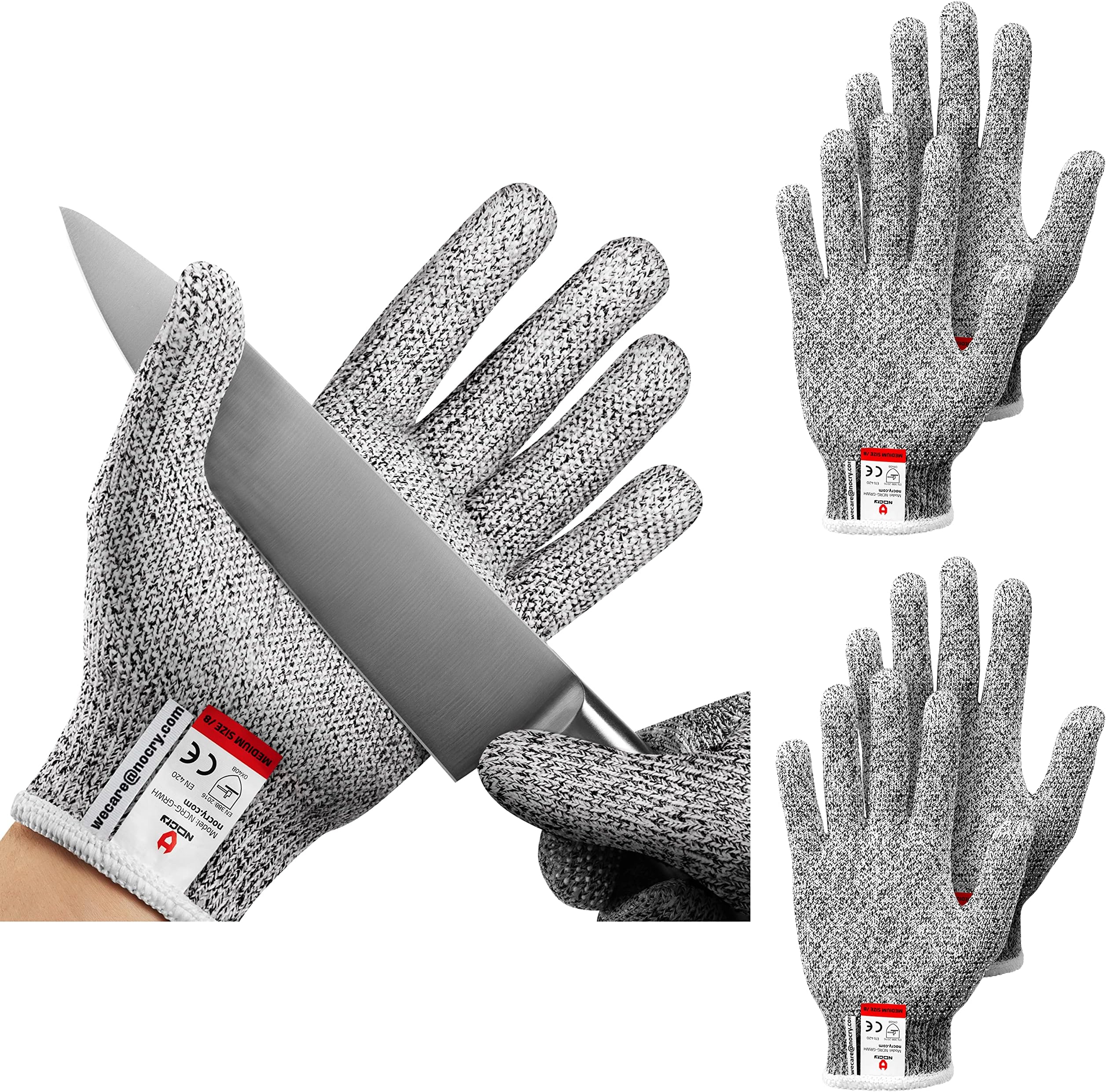 NoCry Cut Resistant Gloves with Grip Dots - Breathable & Lightweight Cutting Gloves for Chefs - Ambidextrous - Great for Kitchen Cutting or Woodworking