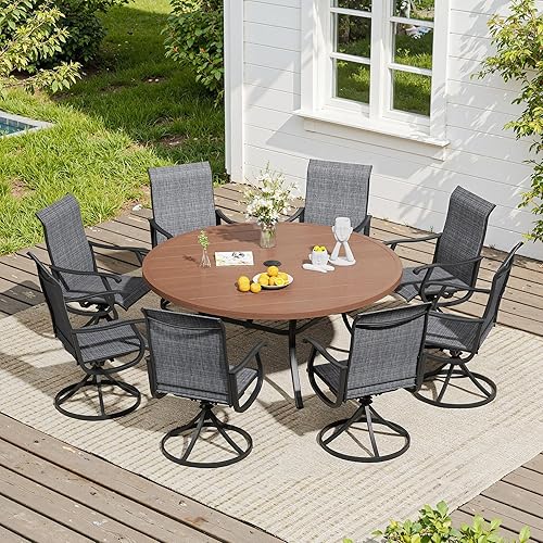 Miniatura 70 de VICLLAX Muebles pequeños de exterior de 3 piezas, 2 sillas giratorias de patio y mesa redonda pequeña para 2, sillas de carbón oscuro y negro Carbón