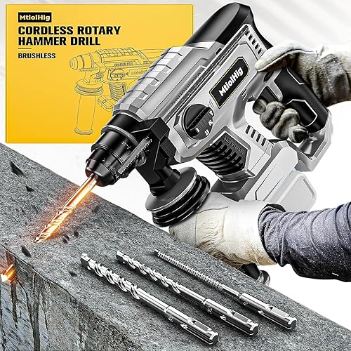 Miniatura 9 de Taladro de martillo giratorio de 78" para Makita Batería de 18V SDS-Plus Taladro inalámbrico con embrague de seguridad para mampostería de hormigón,