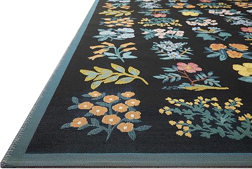 Miniatura 5 de Loloi Rifle Paper Co. Perennial Collection PRN-03 - Alfombra de área para interiores y exteriores, color negroazul marino, 5 pies y 3 pulgadas x 7