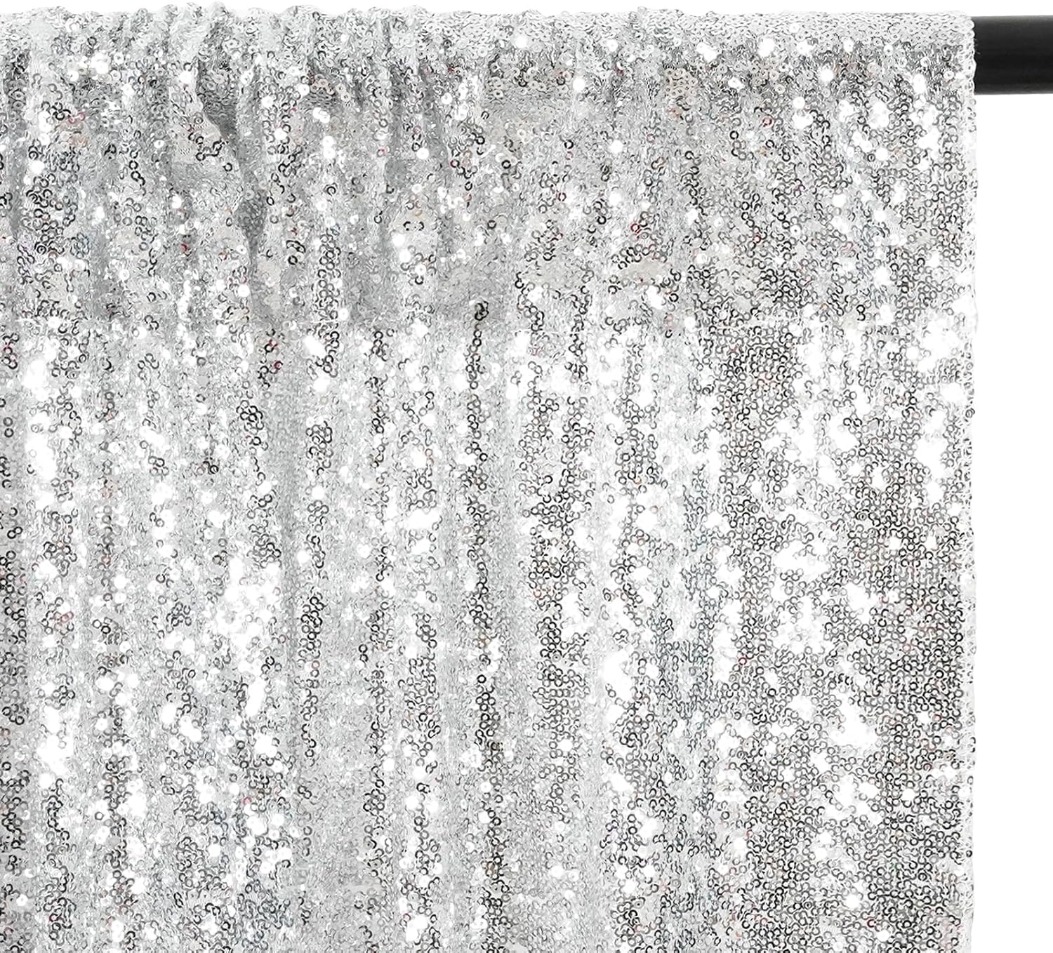 Eternal Beauty Silver Sequin Backdrop, 6x6 Ft Glitter Background Curtains for Shimmer Photography Party Wedding Birthday Back Drop Decor