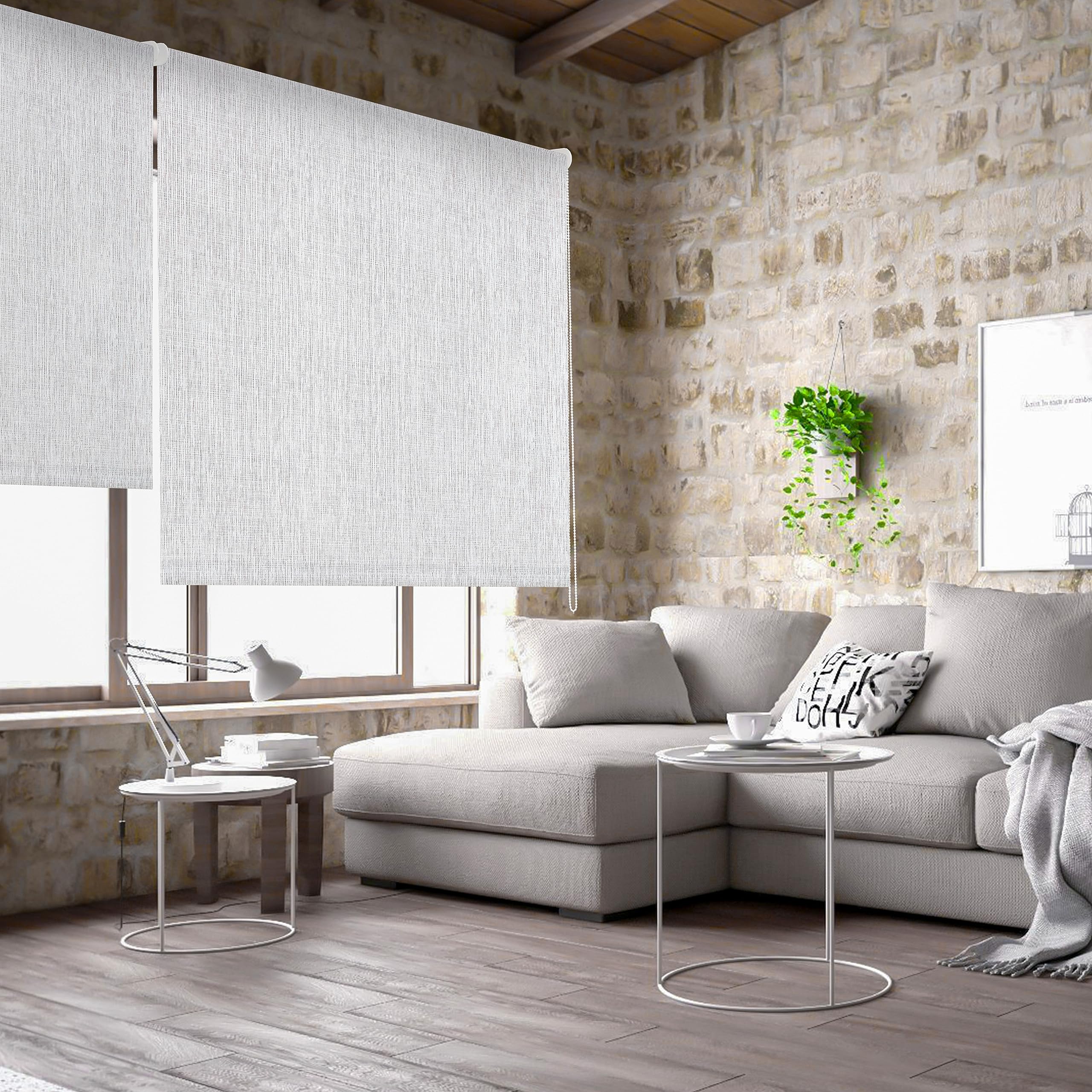 Blindecor Ara Lyon Gris Store Enrouleur translucide 80 x 240 cm (Largeur par Hauteur) | Dimensions approximatives du Tissu 77 x 235 cm | Store pour fenêtre