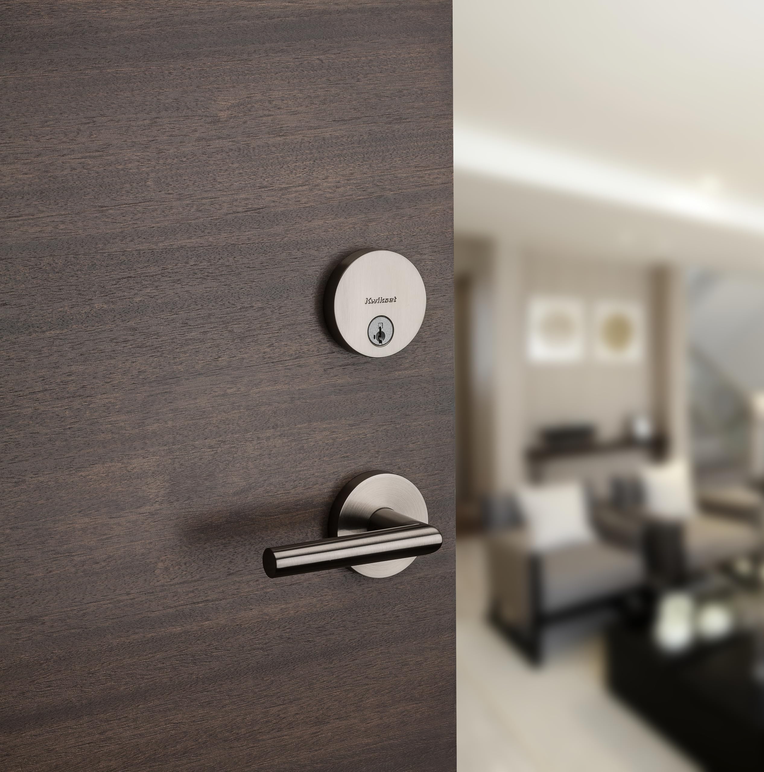 Kwikset 92580-024 Uptown deadbolt, Satin Nickel, 0.5" x 2.63" x 2.63" - Image 3