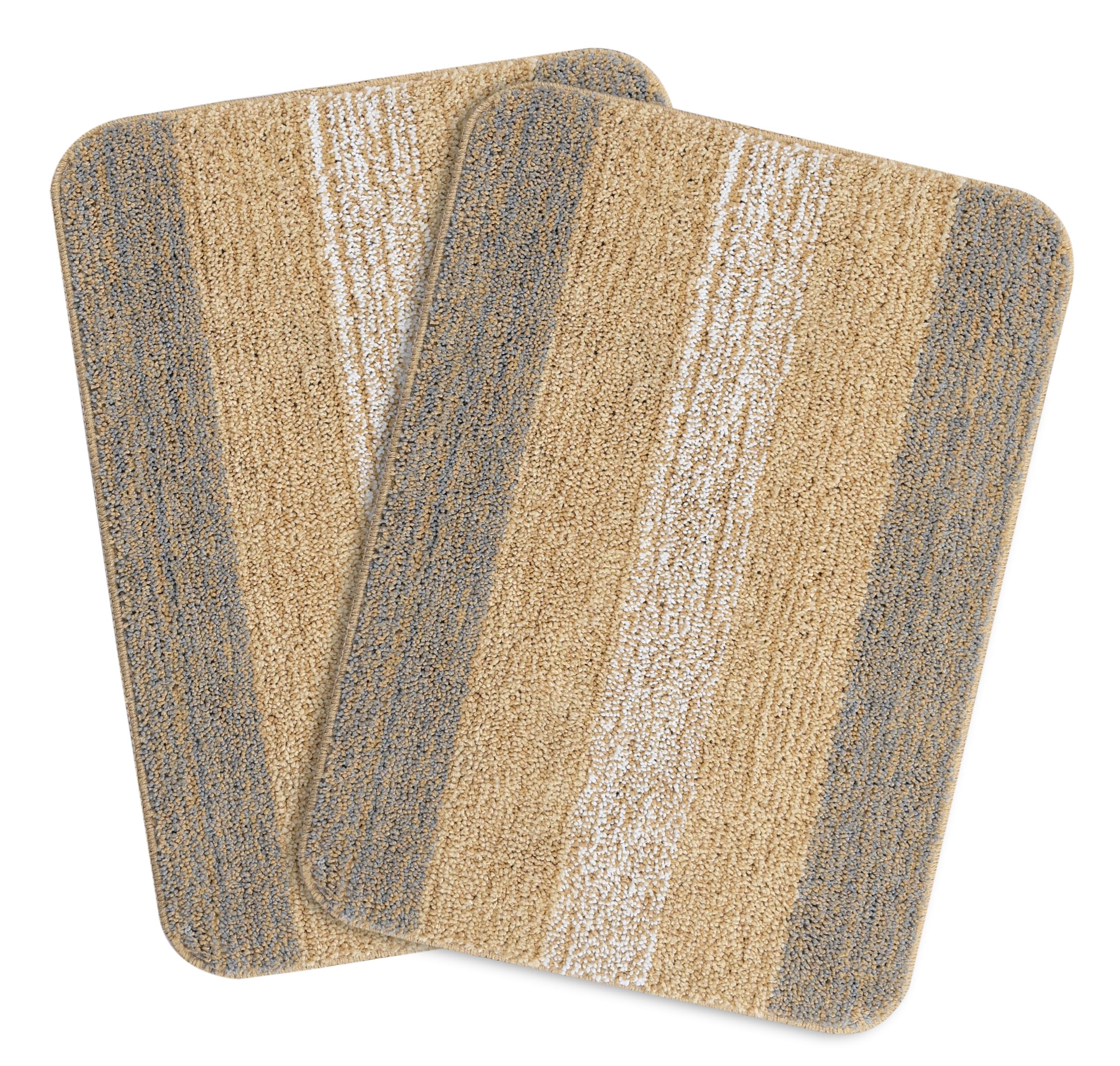 Saral Home Soft Microfiber Anti-Skid Bath Mat Pack of 2 (Taupe, 50X70 CM)