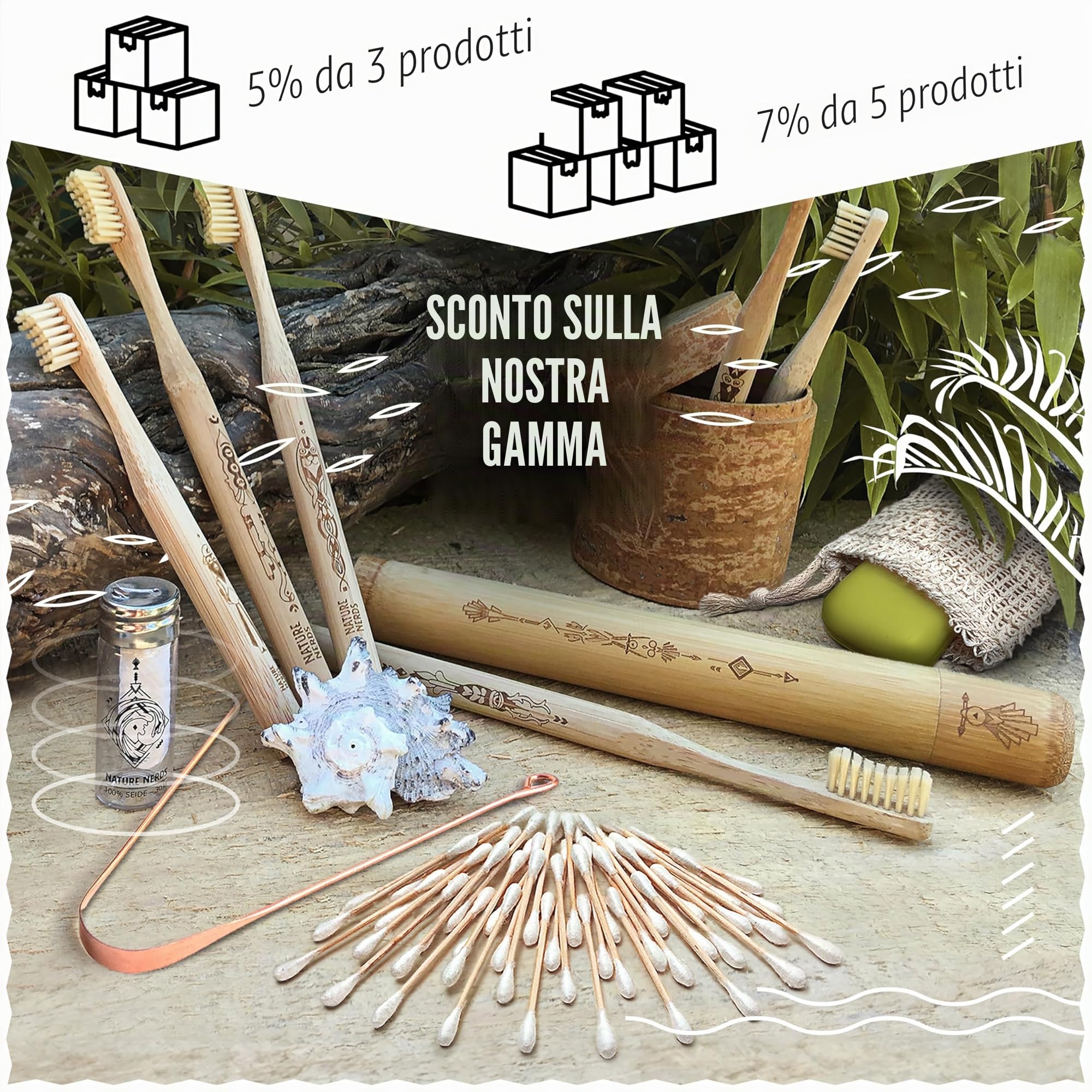 Nature Nerds - Cotton fioc (800 pezzi) in bambù e cotone, senza plastica, Q-Tips