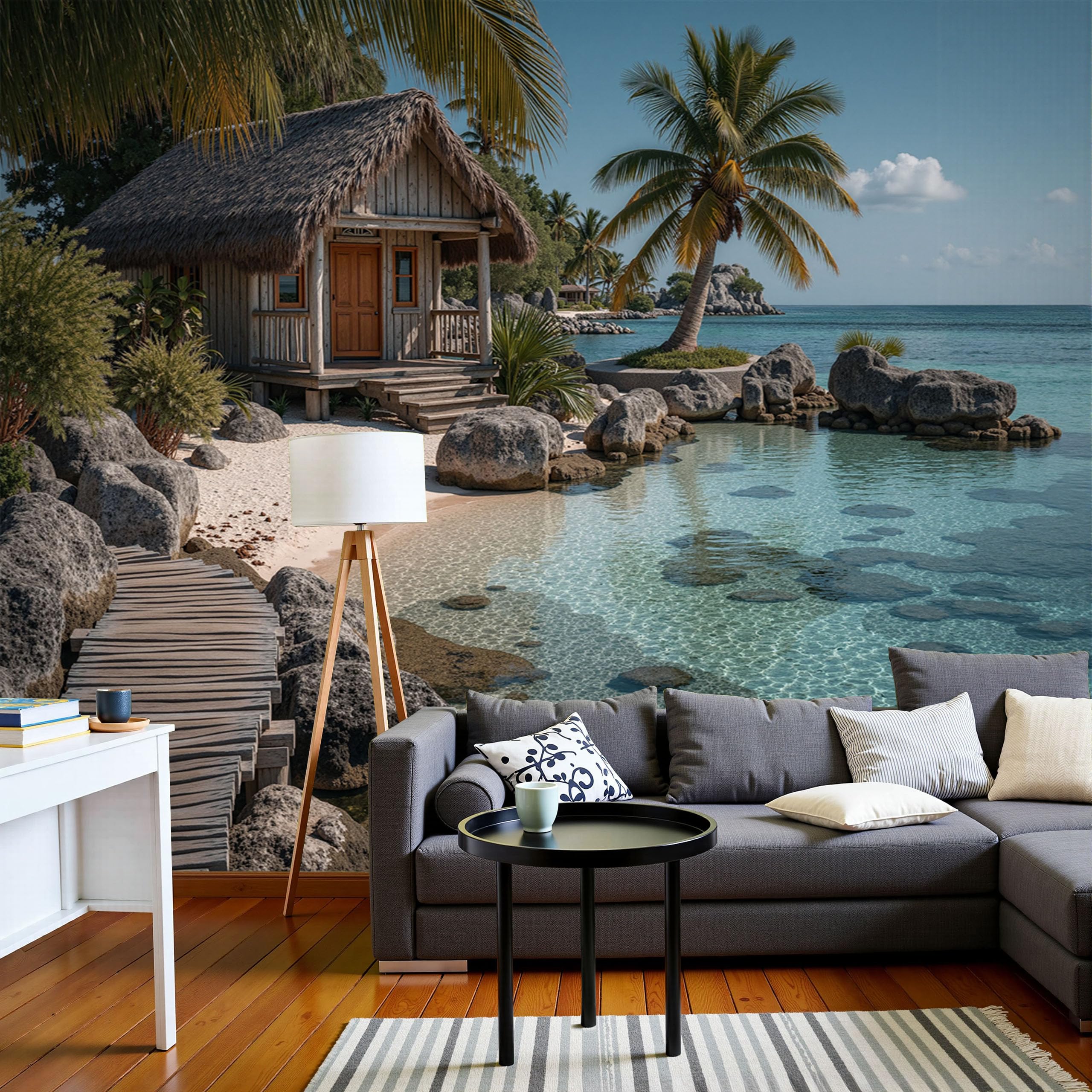 Papier peint panoramique 3D autocollant mural plage 450x315