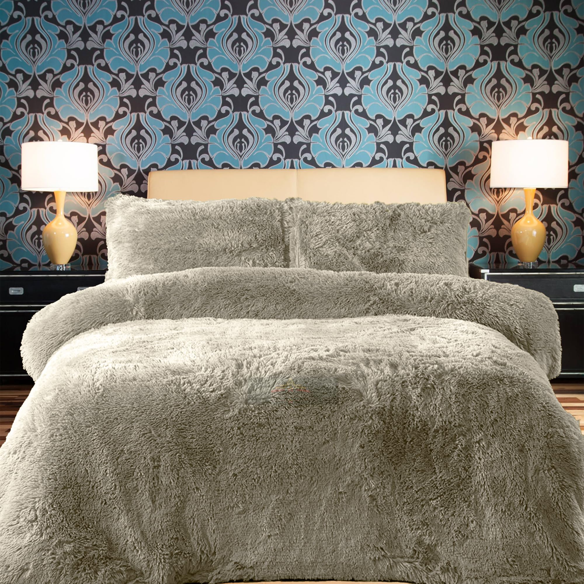 PARADISE STAR Teddy Fleece Duvet Quilt Cover Bedding Set including Matching Pillowcase Fluffy Thermal Warm and Cosy Mink Single 135cm x 200cm Approximate
