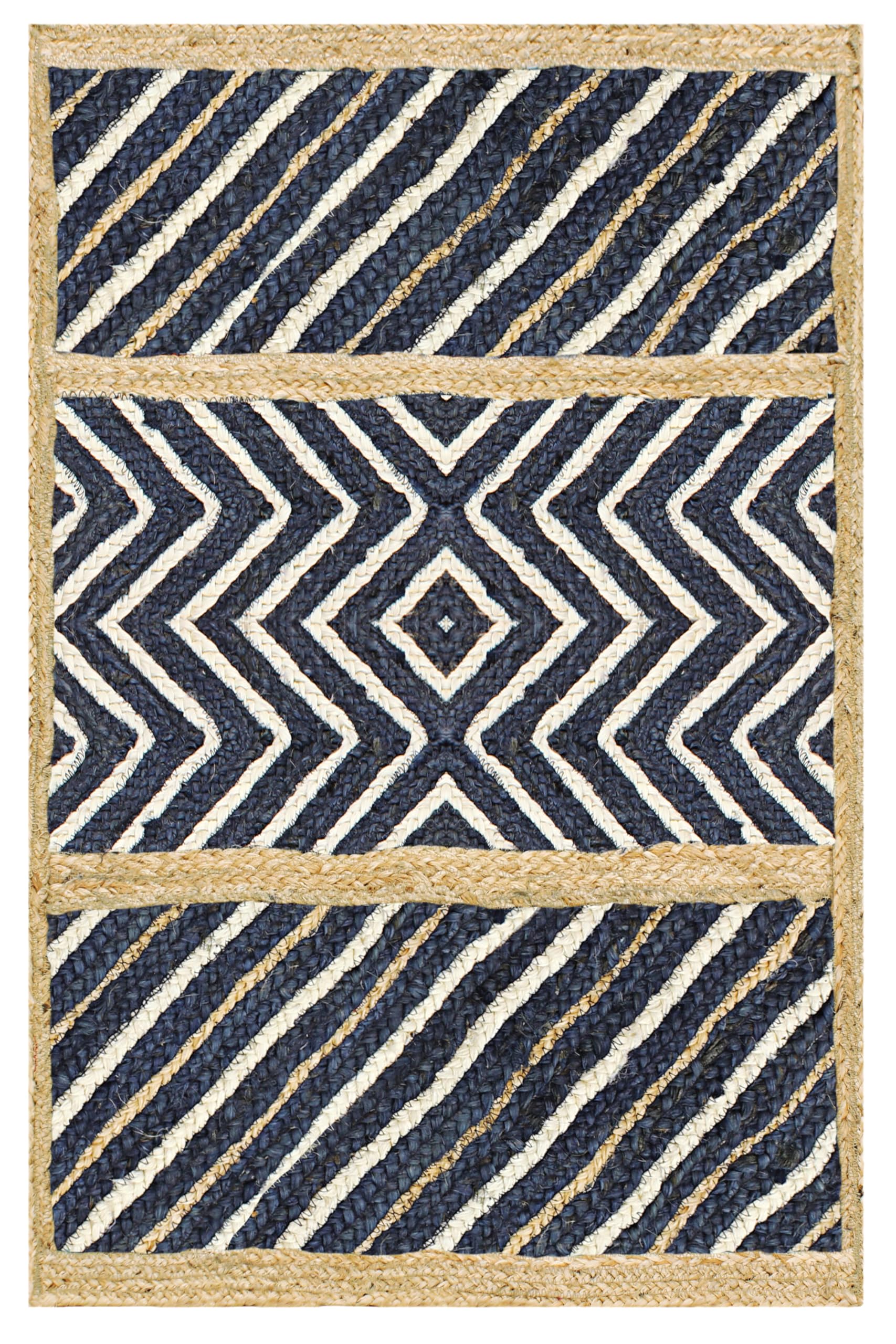 Tapis tissé à plat en jute kilim bleu pour réchauffer le sol de votre cuisine