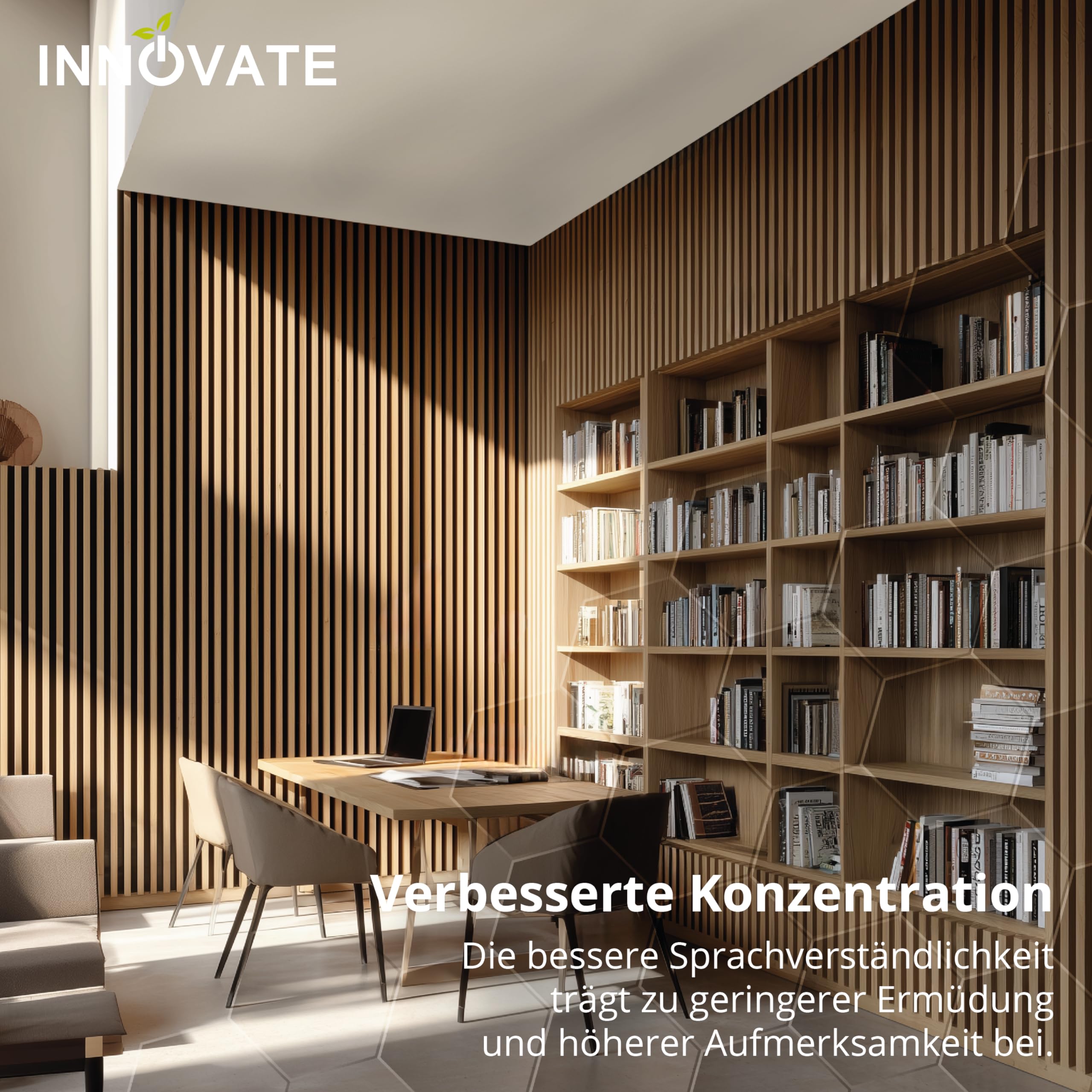 INNOVATE Akustikpaneele Holz 120x60 cm 6 Stk. I Akustik Holzpaneele Wand | Akustikpaneele Eiche hell 4,32m² Wanddeko Holz I Acoustic Panel Wanddeko Wohnzimmer I Akustikpaneele 120x60 Wandverkleidung