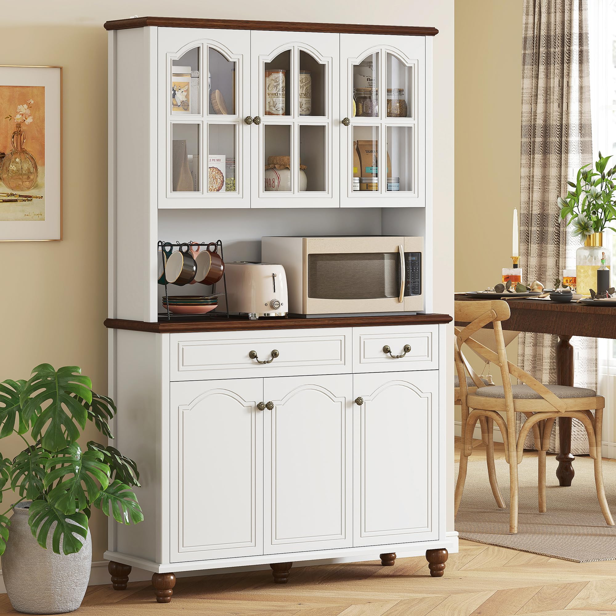 Dining Room Storage 71 Inch Farmhouse Kitchen Pantry Cabinet - Storage Hutch  With Wine Racks \u0026 Adjustable Shelves 71 Inch Farmhouse Kitchen Pantry  Cabinet Wine Racks Drawers, image size:2000x2000