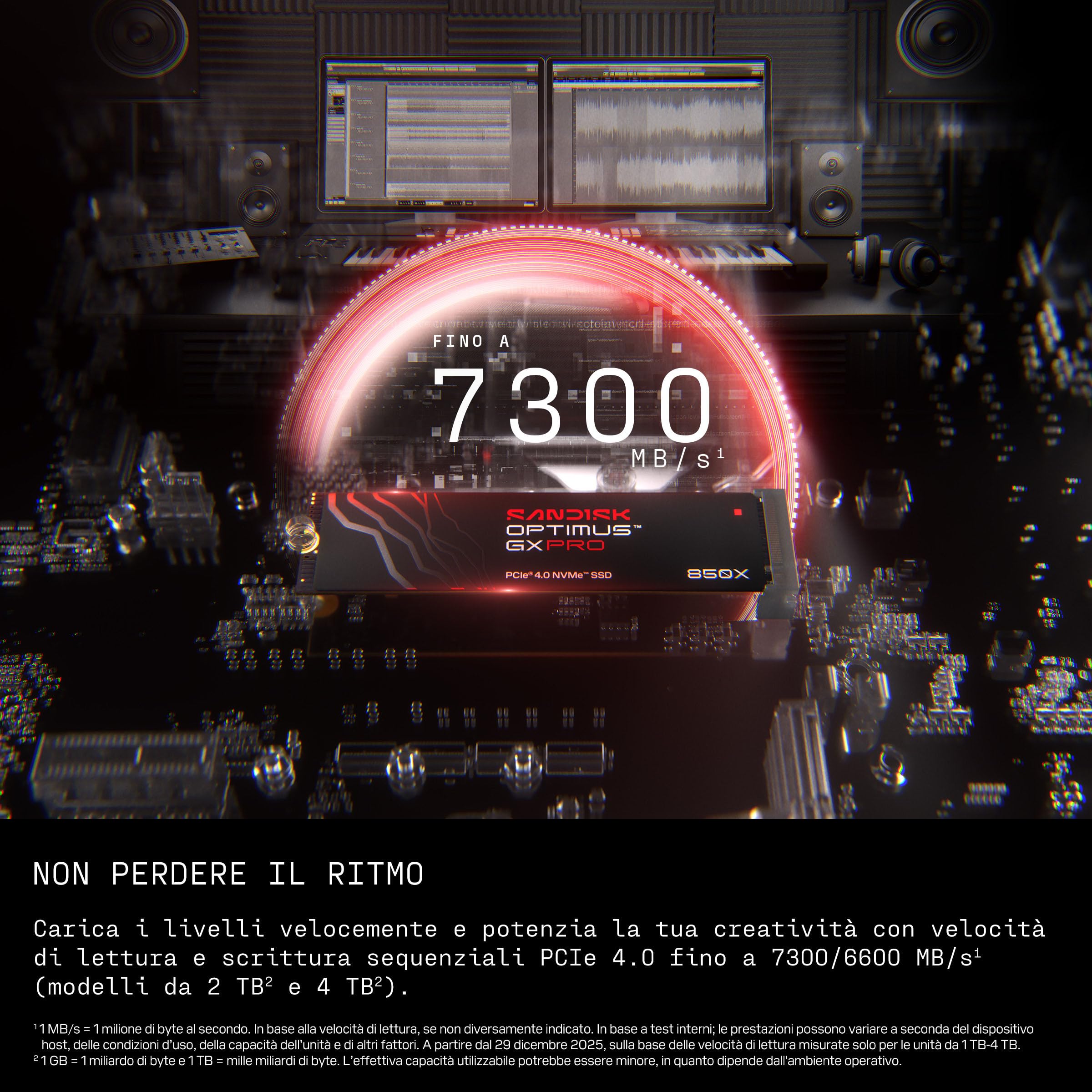 SANDISK Optimus GX PRO 850X NVMe SSD 8 TB (fino a 7.200/6.600 MB/s velocità di lettura e scrittura sequenziali, M.2 2280, PCIe Gen 4.0, fino a 4.800 TBW) Espansione di archiviazione per gaming