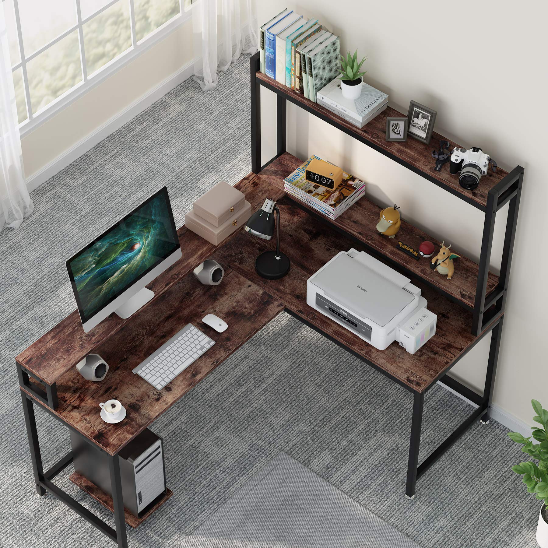 Buy Tribesigns L Shaped Desk with Hutch and Monitor Stand, Corner