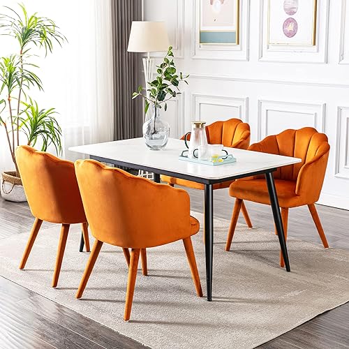 Miniatura 9 de DM Furniture DM-Furniture - Juego de 2 sillas de comedor de terciopelo con patas de madera tapizadas para el hogar, cocina, sala de estar, crema, 2
