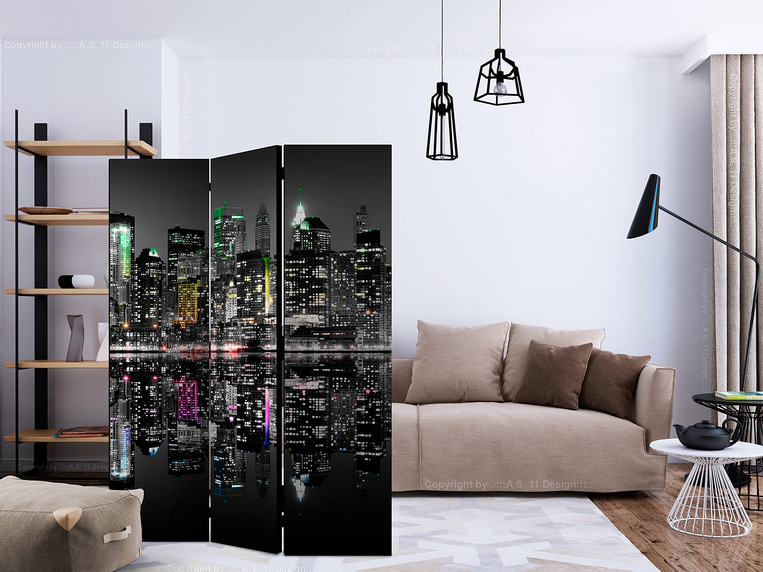 murando - Paravento da Interno Architettura 135x172 cm 3 Pannelli - Stampa Unilaterale su Tela in TNT - Separe per Ufficio Ambienti Paraventi Decorazioni Moderno Soggiorno - Città d-C-0109-z-b