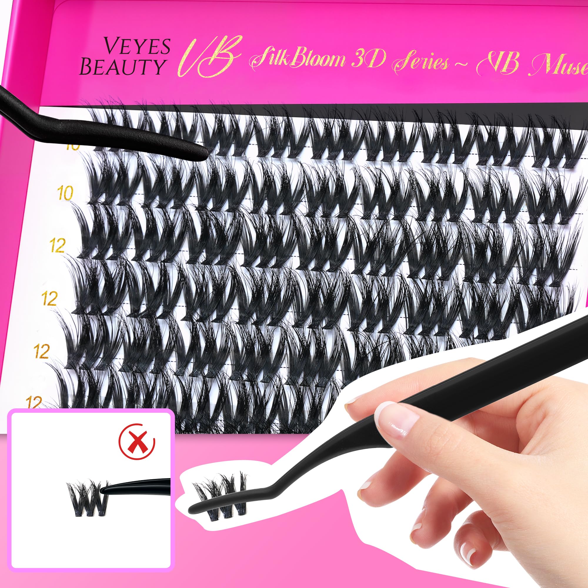 VEYESBEAUTY Wimpern Extensions Set Cluster Lash Extension Vbmuse 10-18mm | 3D-Schichtwimpern Wispy Natürliche Cluster Wimpern DIY Wimpernverlängerung Falsche Wimpern Lash Bond And Seal