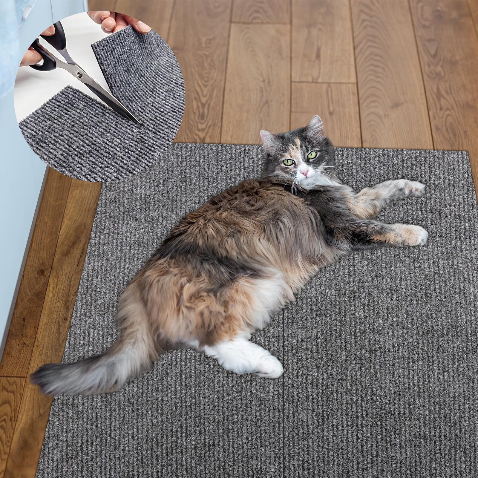 ENONCI Cat Carpet Protector 47.2"x15.8", Wall Corner Cat Scratcher Pad for Indoor,Trimmable Self-Adhesive Cat Scratching Mat Furniture Protector for