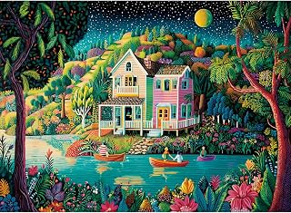 500 Piece Puzzles for Adults,Mountains Lake Cottage Jigsaw Puzzles